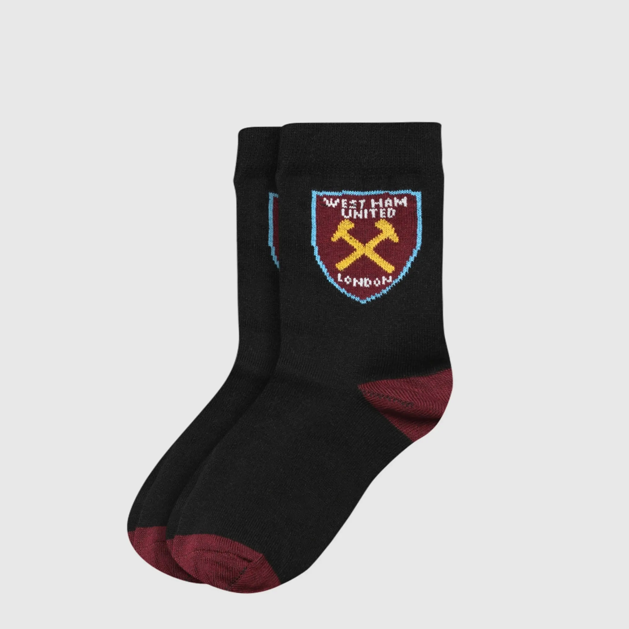 West Ham Junior Black Crest Socks - Club Classics