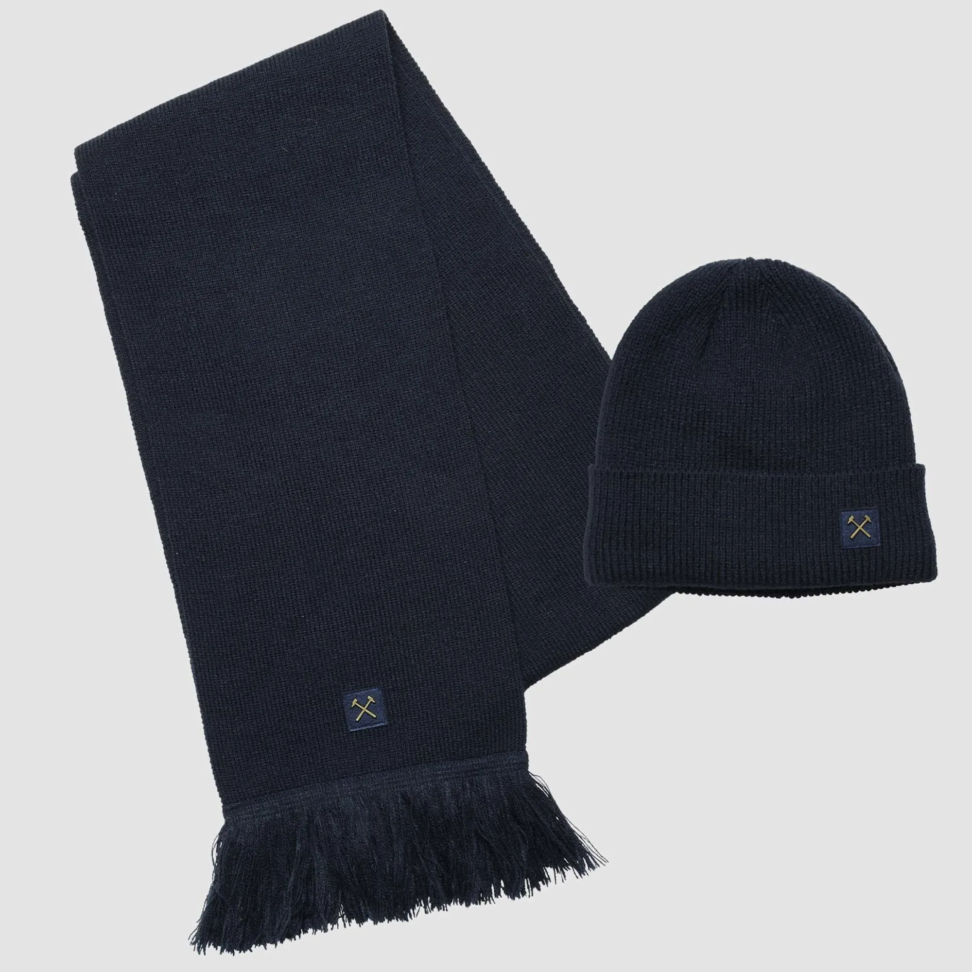 West Ham Navy Hammers Beanie &Amp; Scarf Set