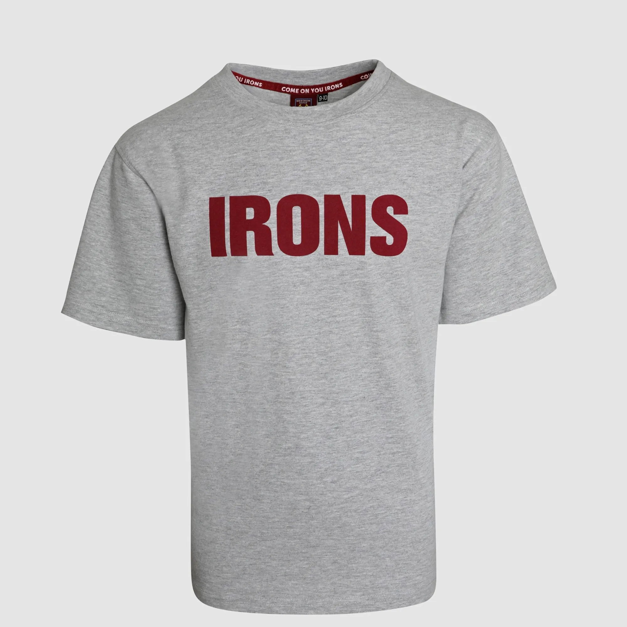 West Ham Junior Grey Marl Irons Text T-Shirt