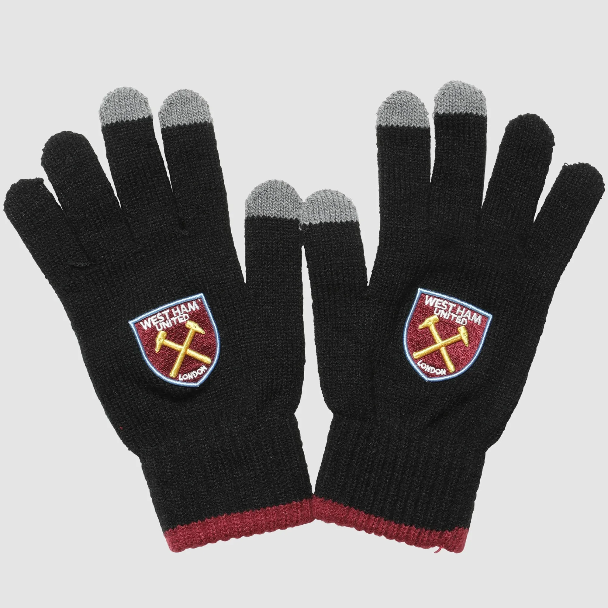 West Ham Adults Black Touch Screen Gloves