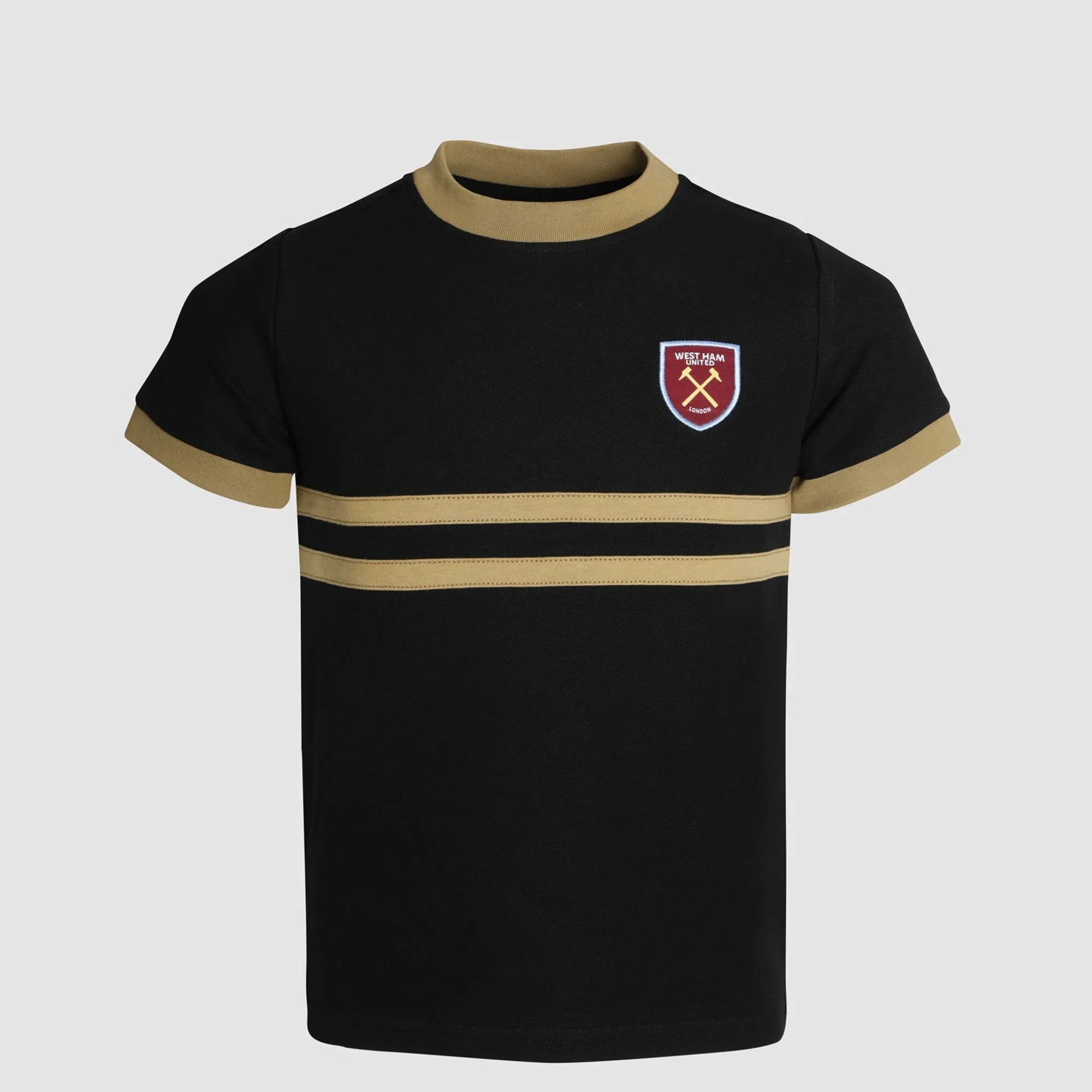 West Ham Junior Retro Pique T-Shirt - Black
