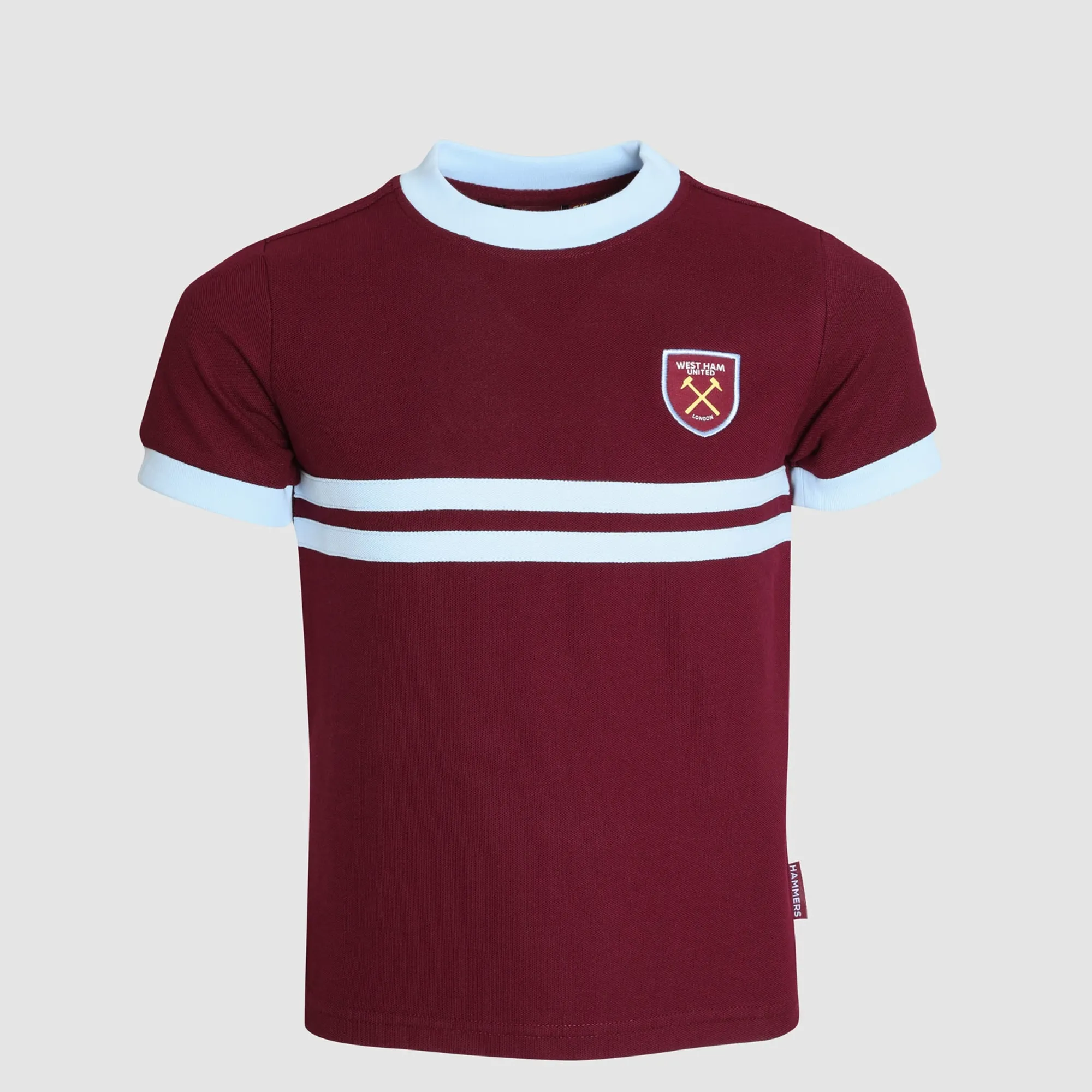 West Ham Junior Retro Pique T-Shirt - Claret