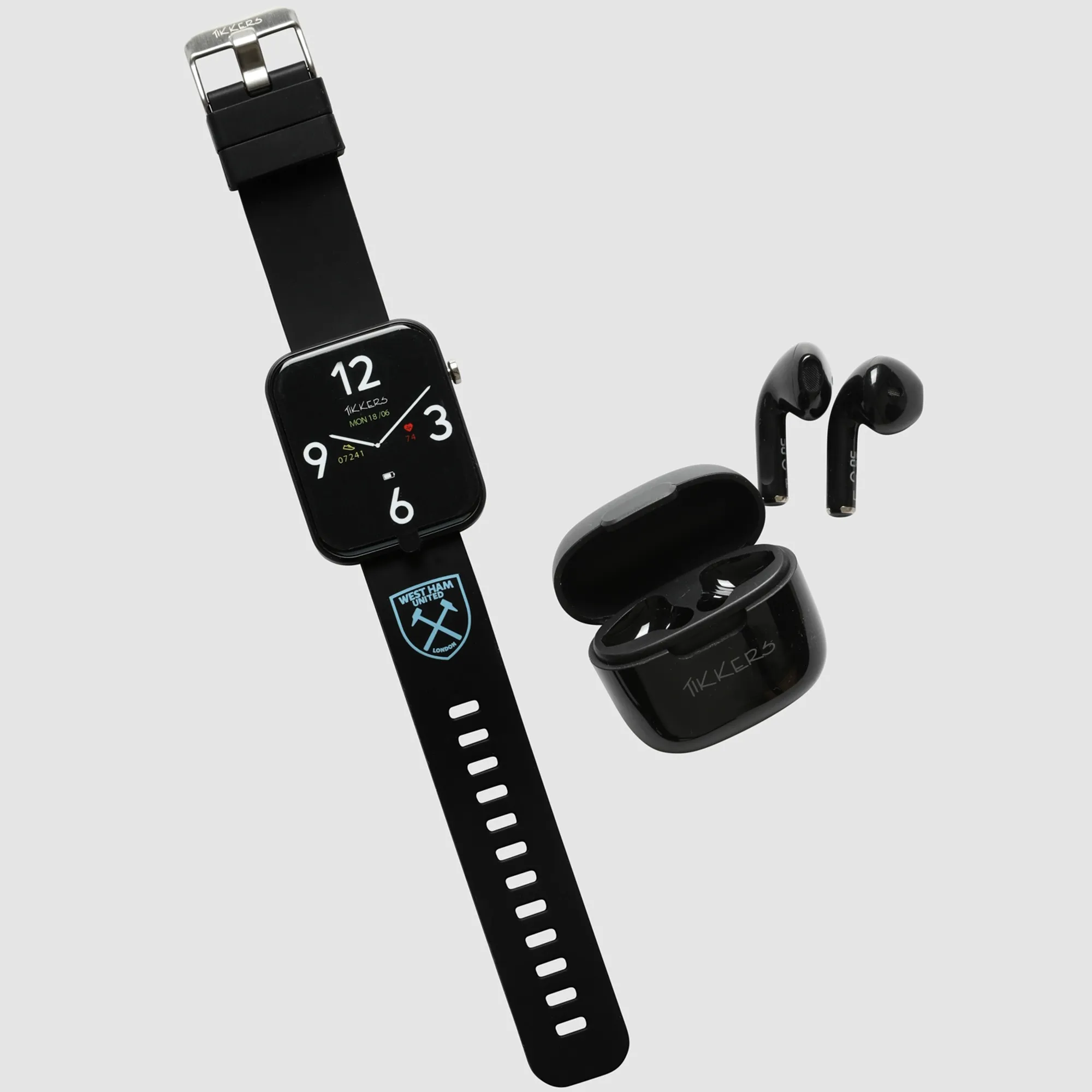 West Ham Junior Black Smart Watch And Earbud Set