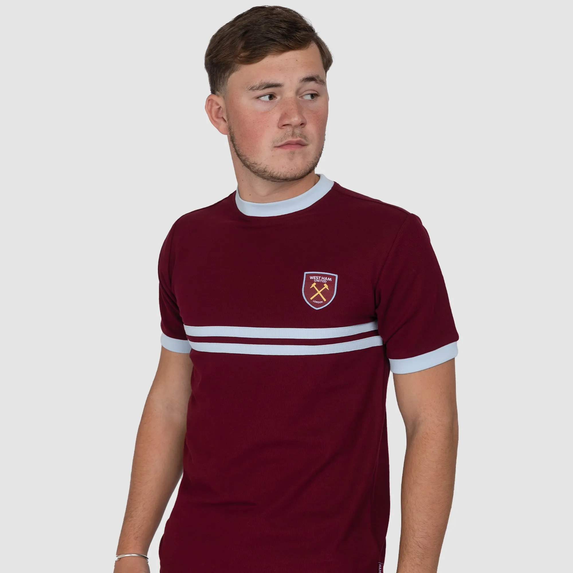West Ham Retro Pique T-Shirt - Claret