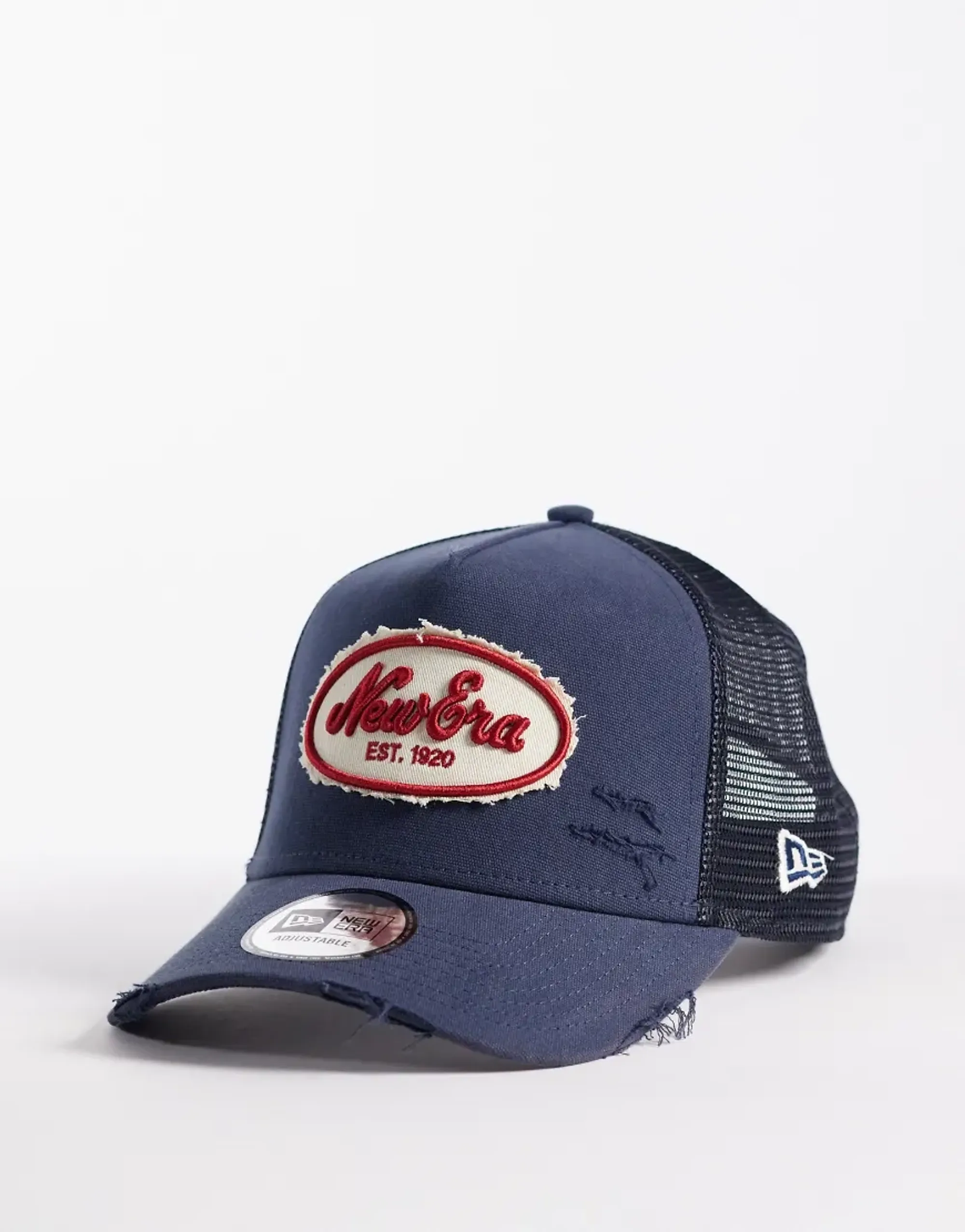 New Era Cap New Era Oval Canvas Distressed Trucker Cap - Blue