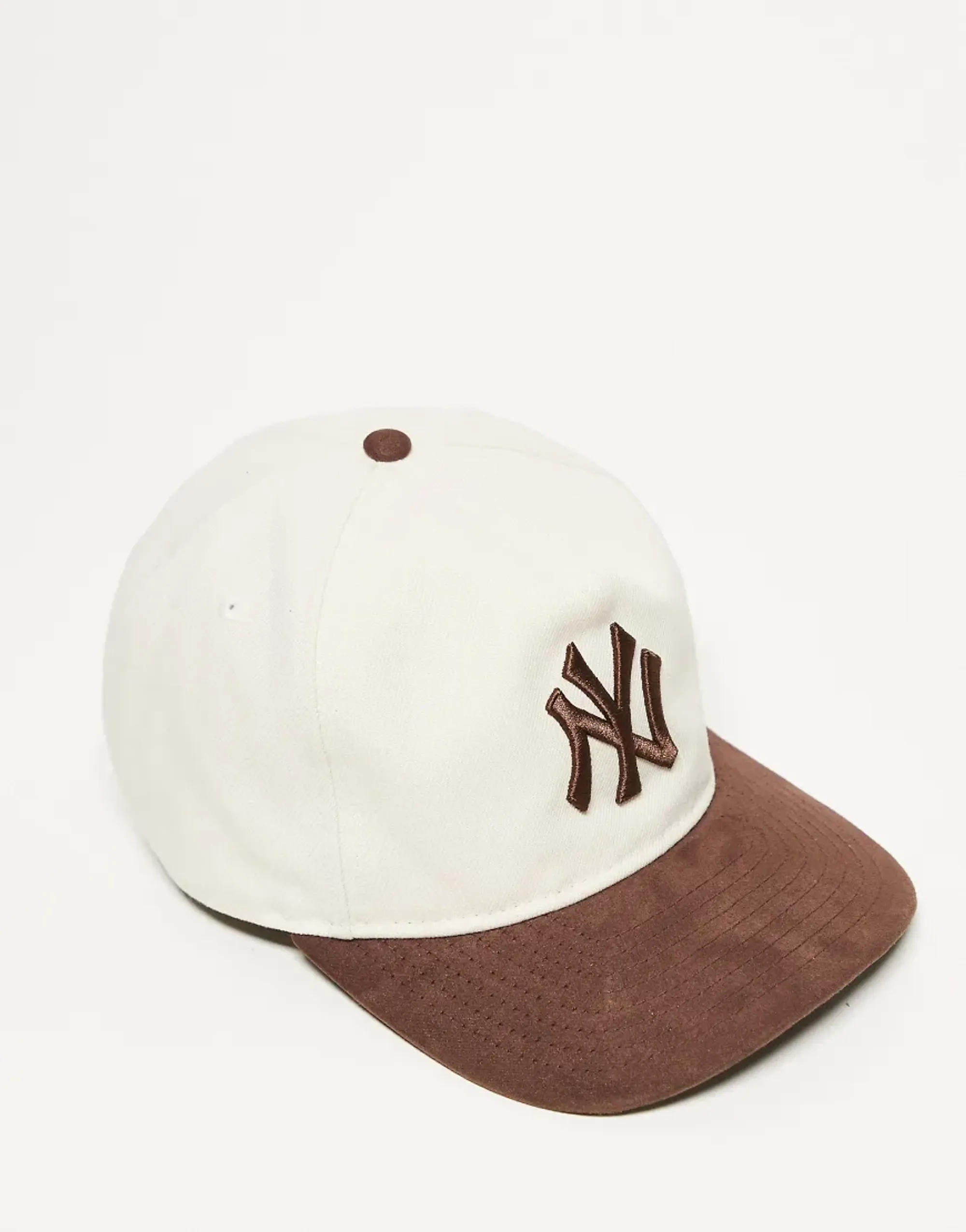 New Era Cap New Era Ny Yankees 9Fifty Canvas Cap With Suede Contrast Peak In Cream/Black-Multi