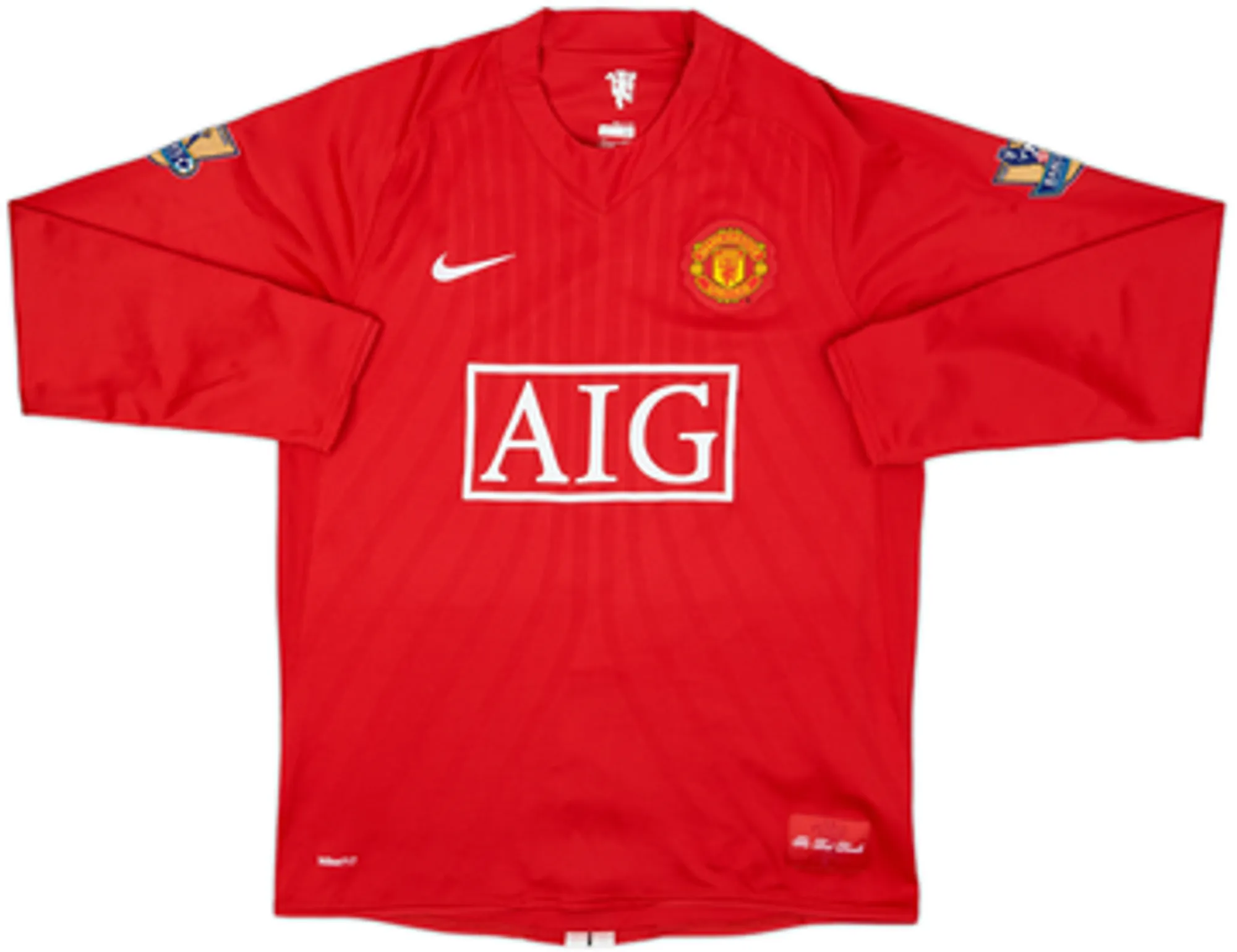 2007-09 Manchester United Home L/S Shirt Hargreaves #4 - 9/10 - (M)