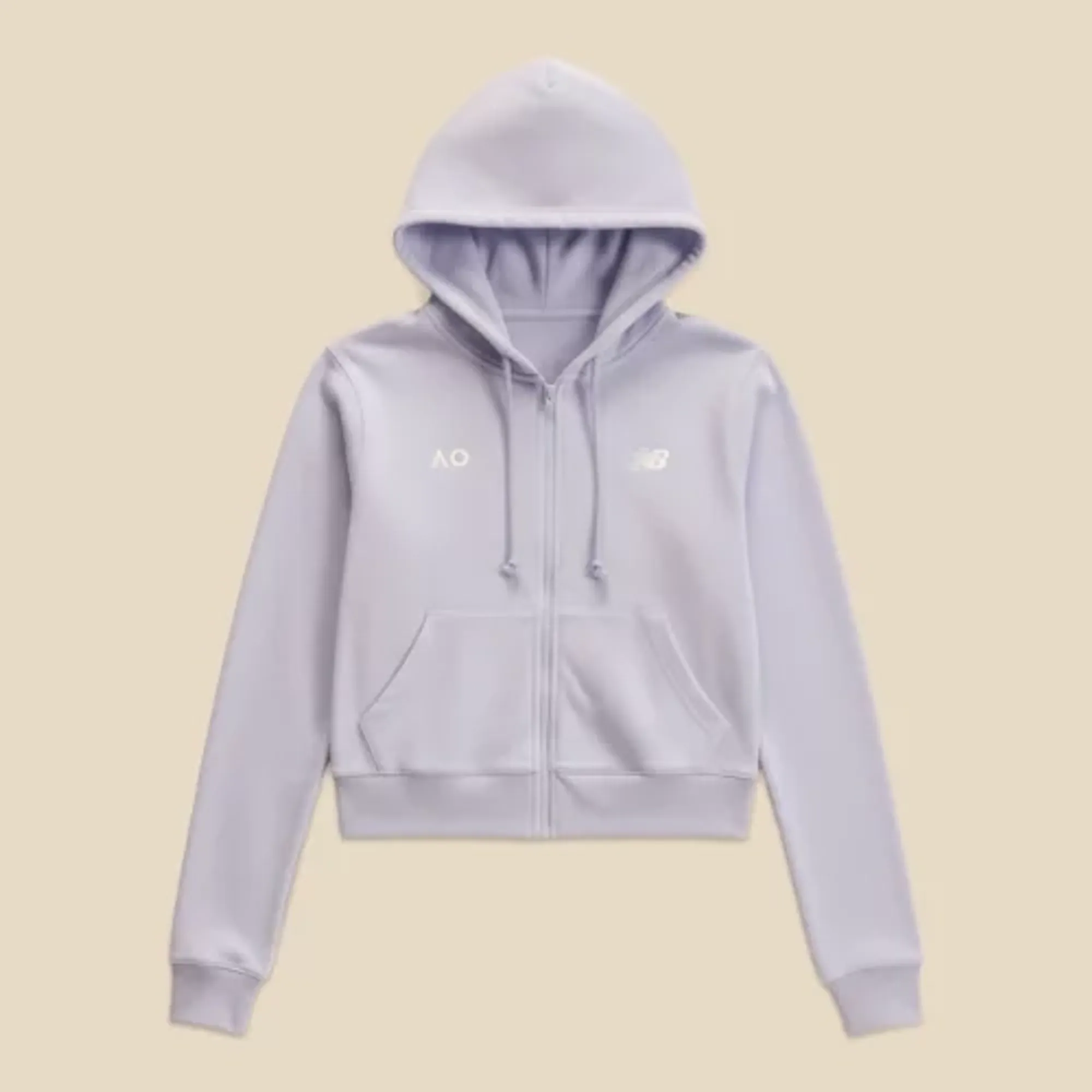 New Balance Women Australian Open Coastal Fleece Full Zip in Purple Cotton Fleece