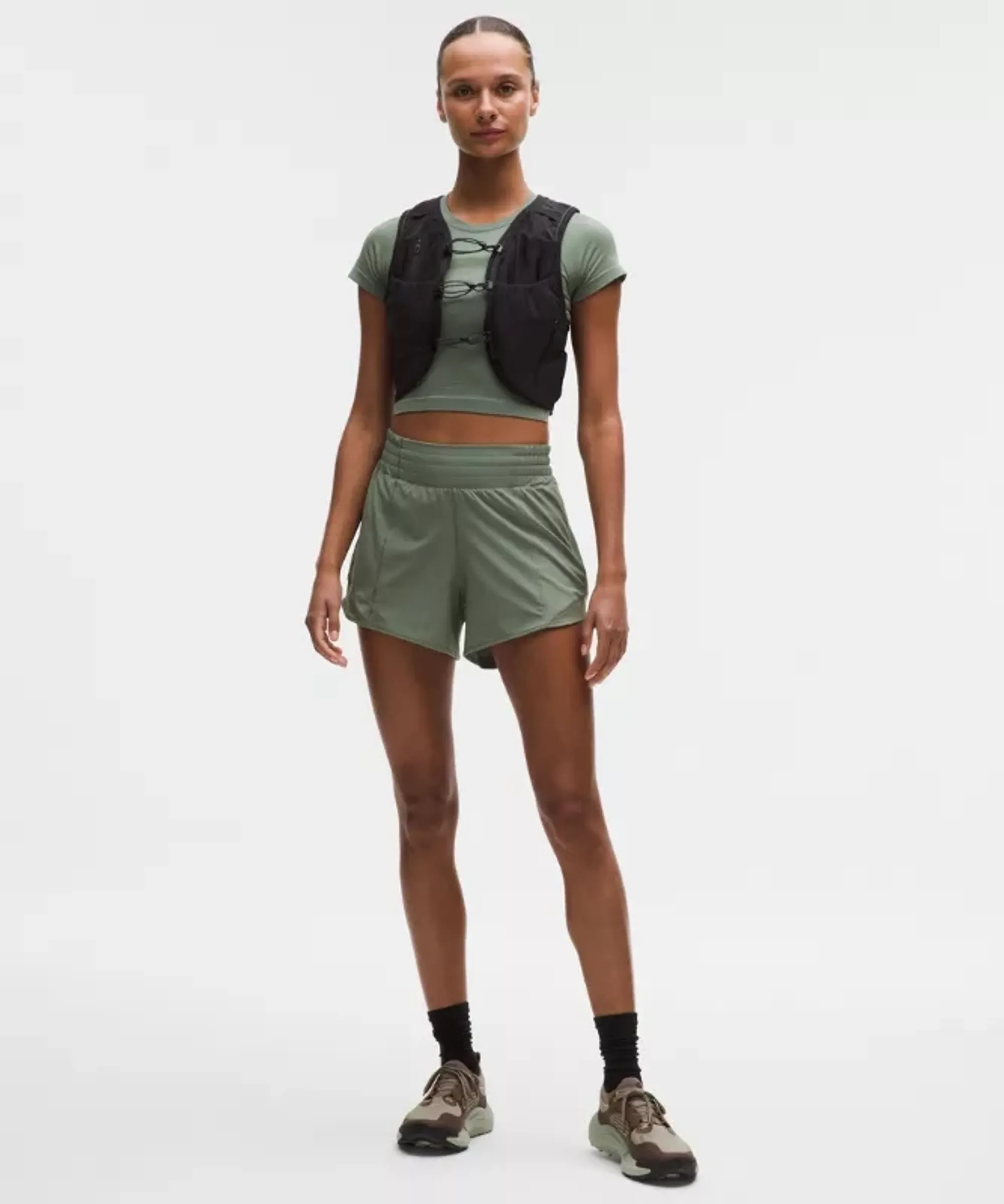 lululemon – Women's Hotty Hot High-Rise Lined Shorts – 4" – Color Green/Pastel – Size 0