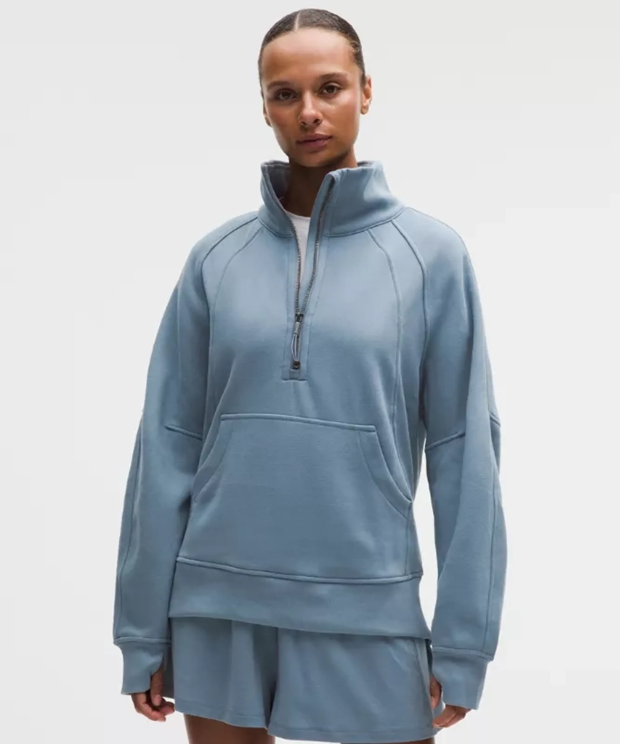 lululemon – Women's Scuba Oversized Funnel-Neck Half Zip Sweatshirt Long – Color Blue – Size Medium/Large