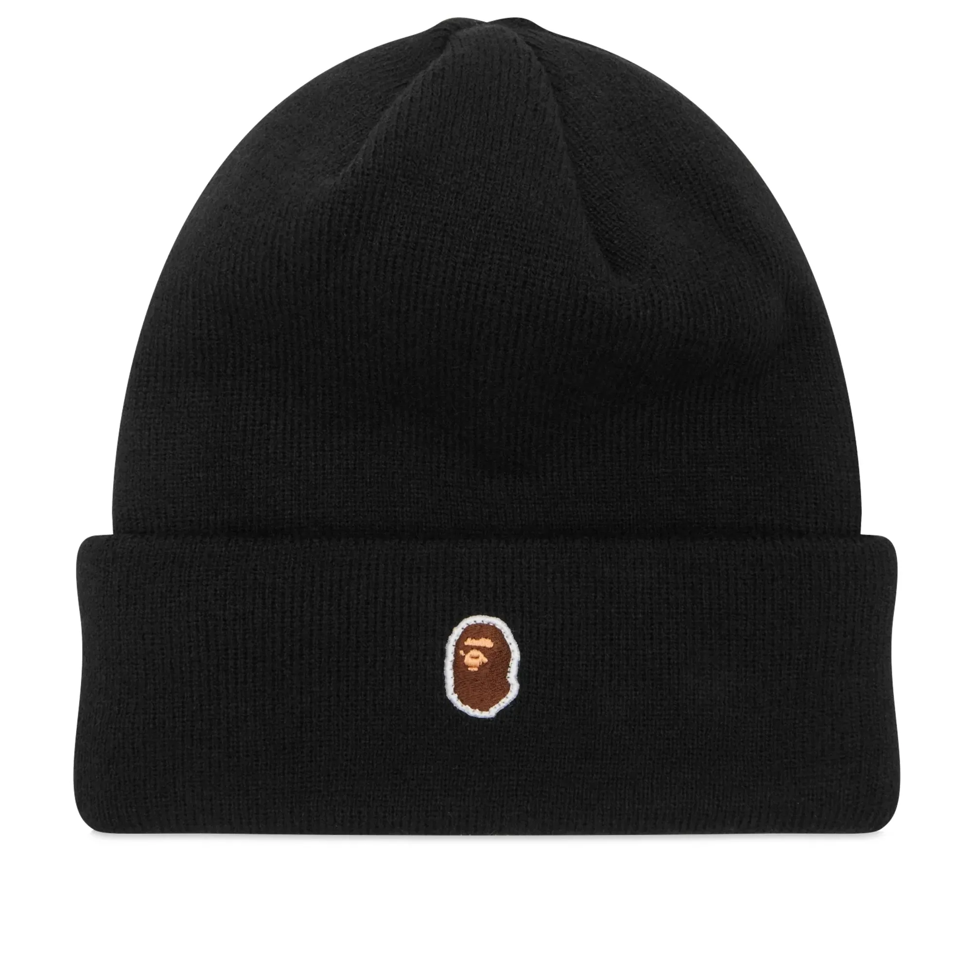 A Bathing Ape Men's New Era Ape Head One Point Beanie Black