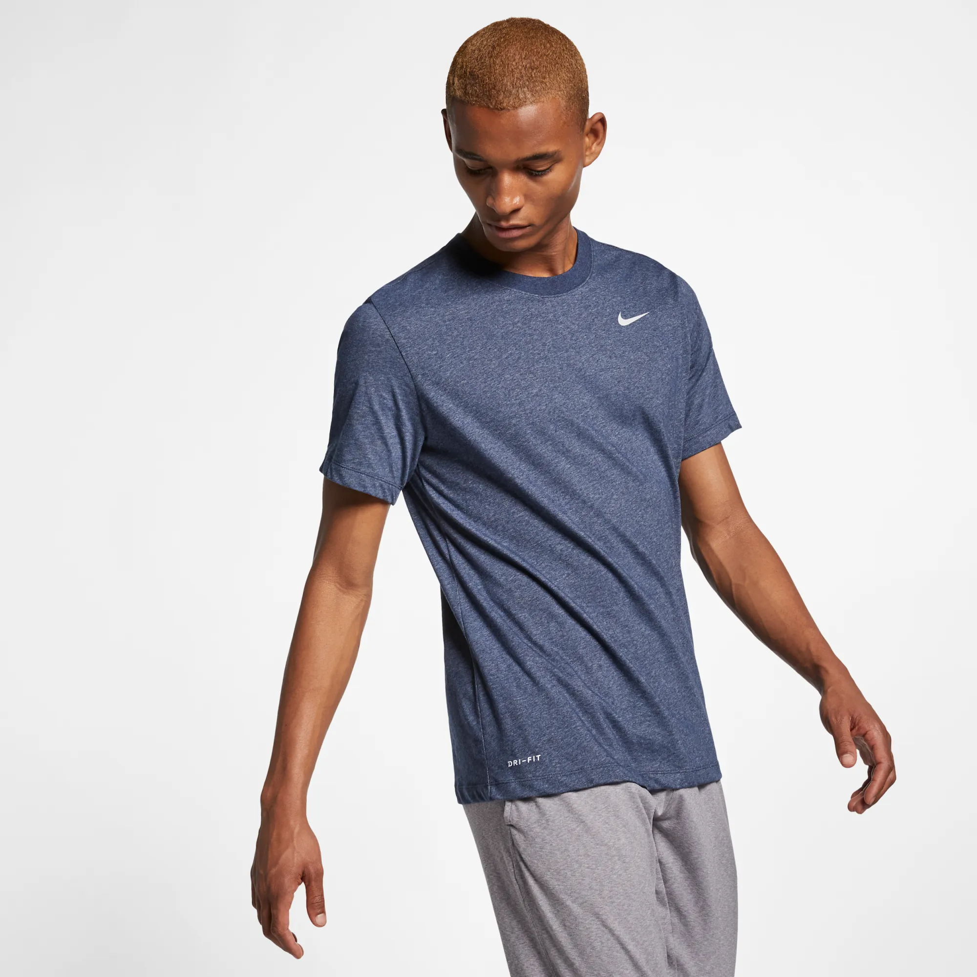 Nike Dri-FIT Men's Fitness T-Shirt - Blue - Cotton/Polyester