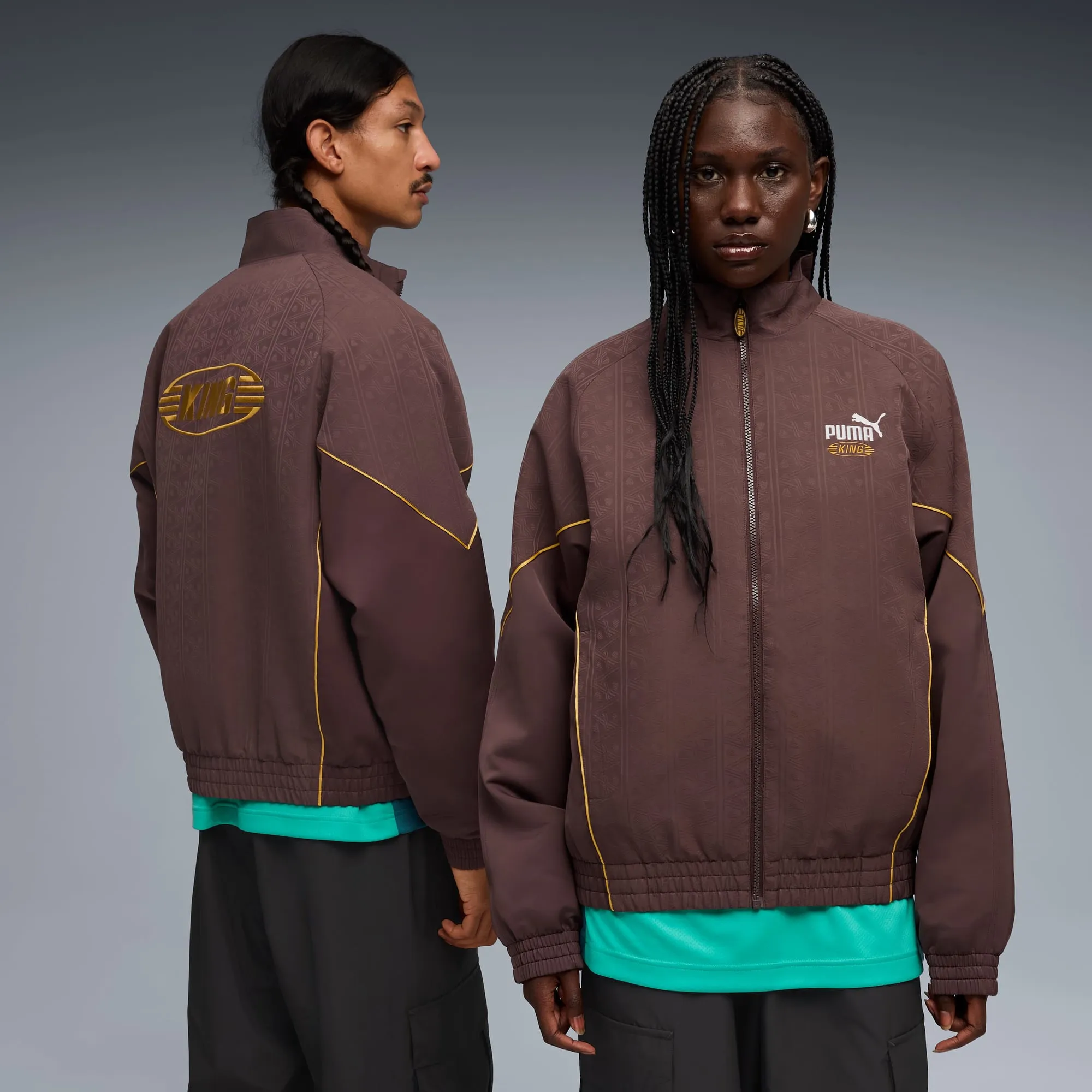 PUMA King Jacket Unisex, Chocolate Brown, size Large