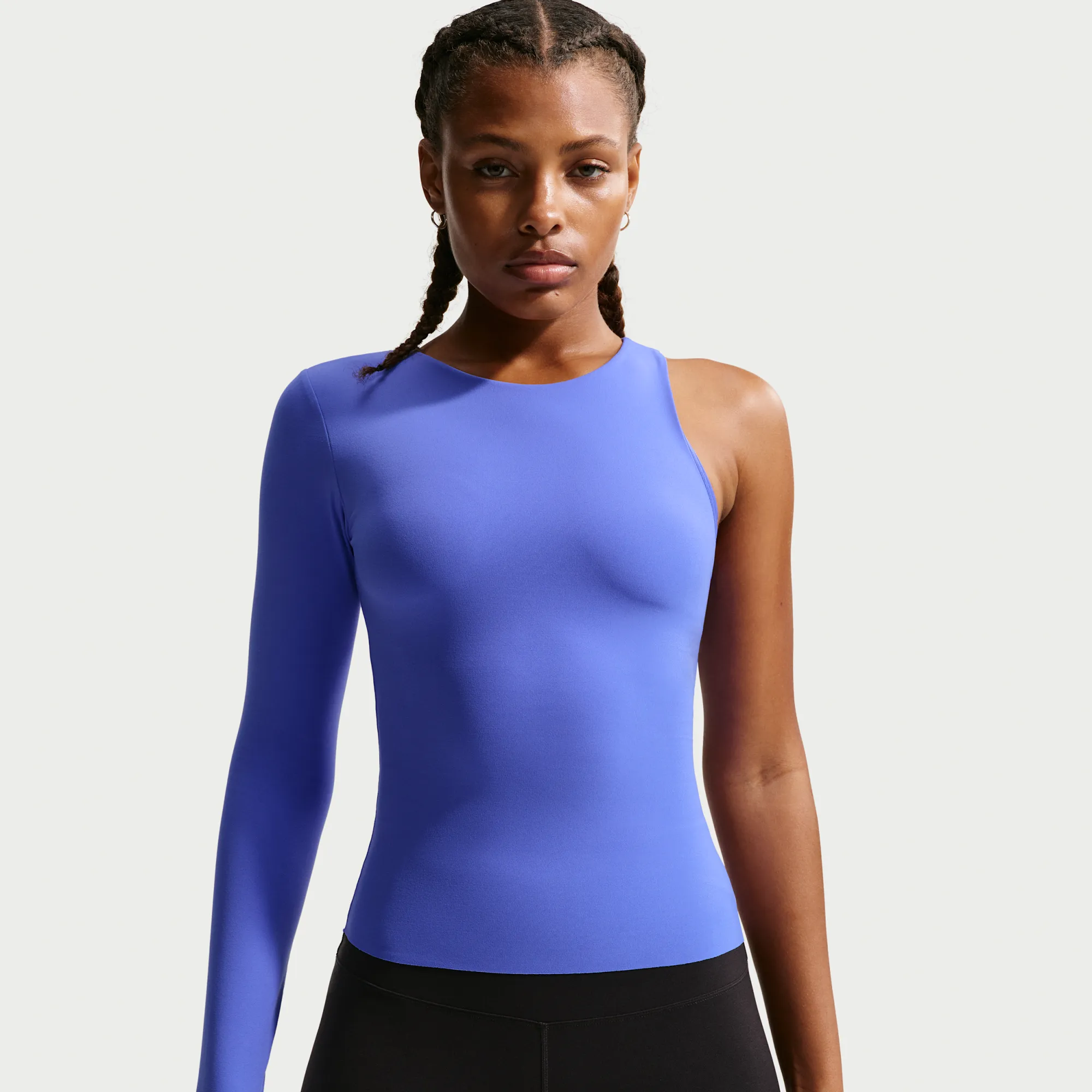 Nike Zenvy Women's Dri-FIT One-Sleeve Top - Blue - Nylon/Elastane
