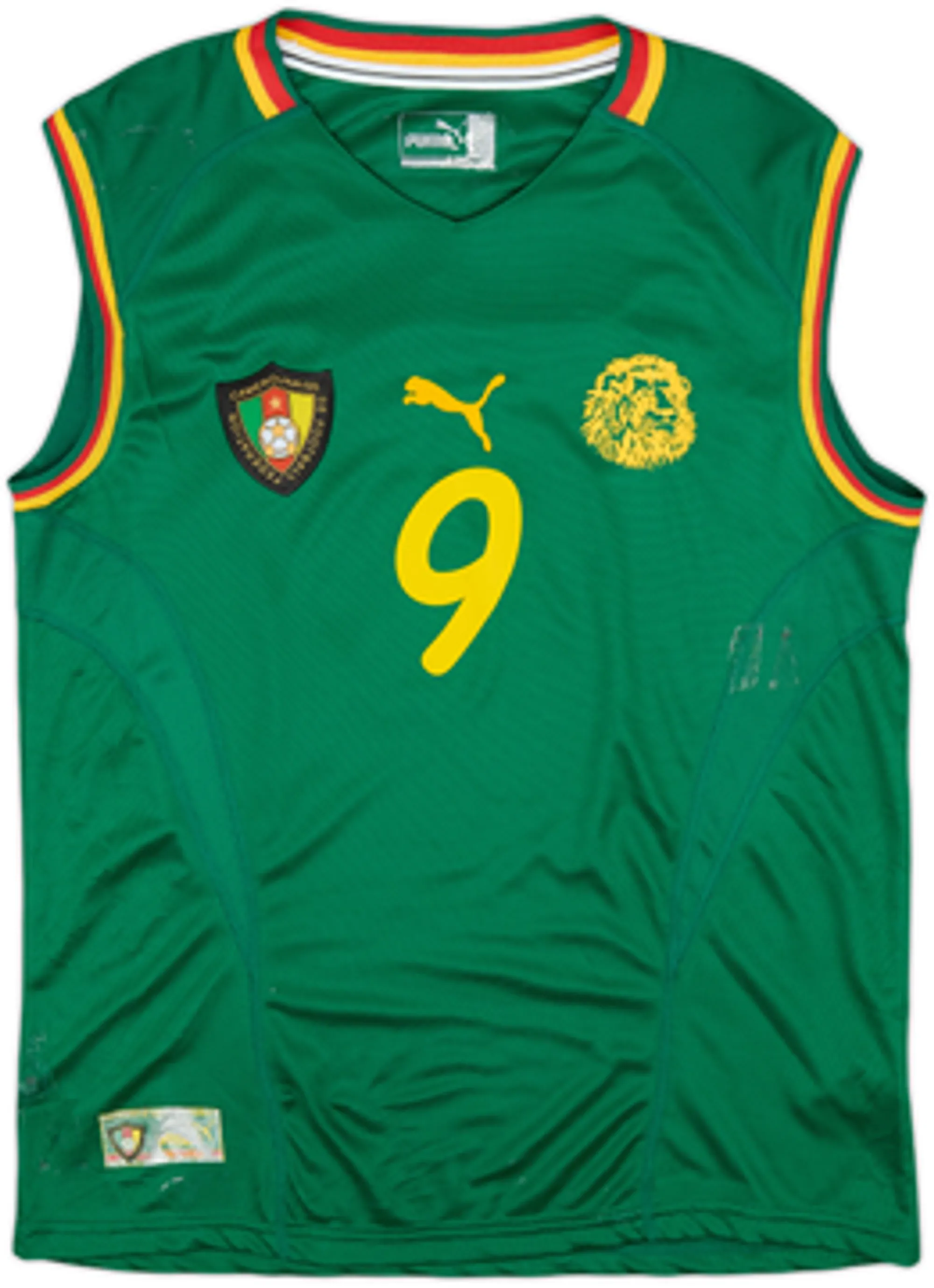 2002 Cameroon Home Vest Shirt Eto'o #9 - 5/10 - (L)