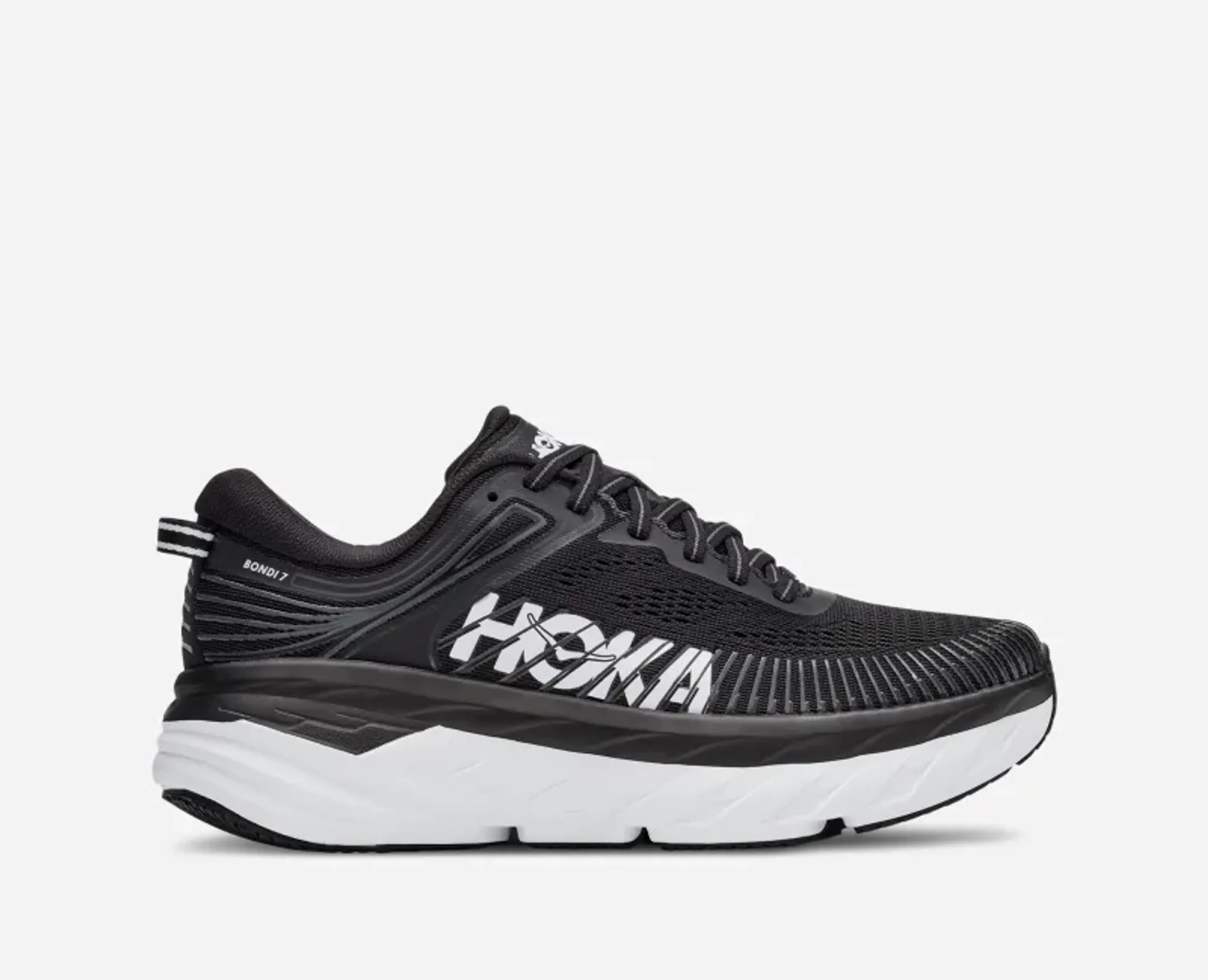 Hoka Men's Bondi 7 Road Running Shoes In Black/White