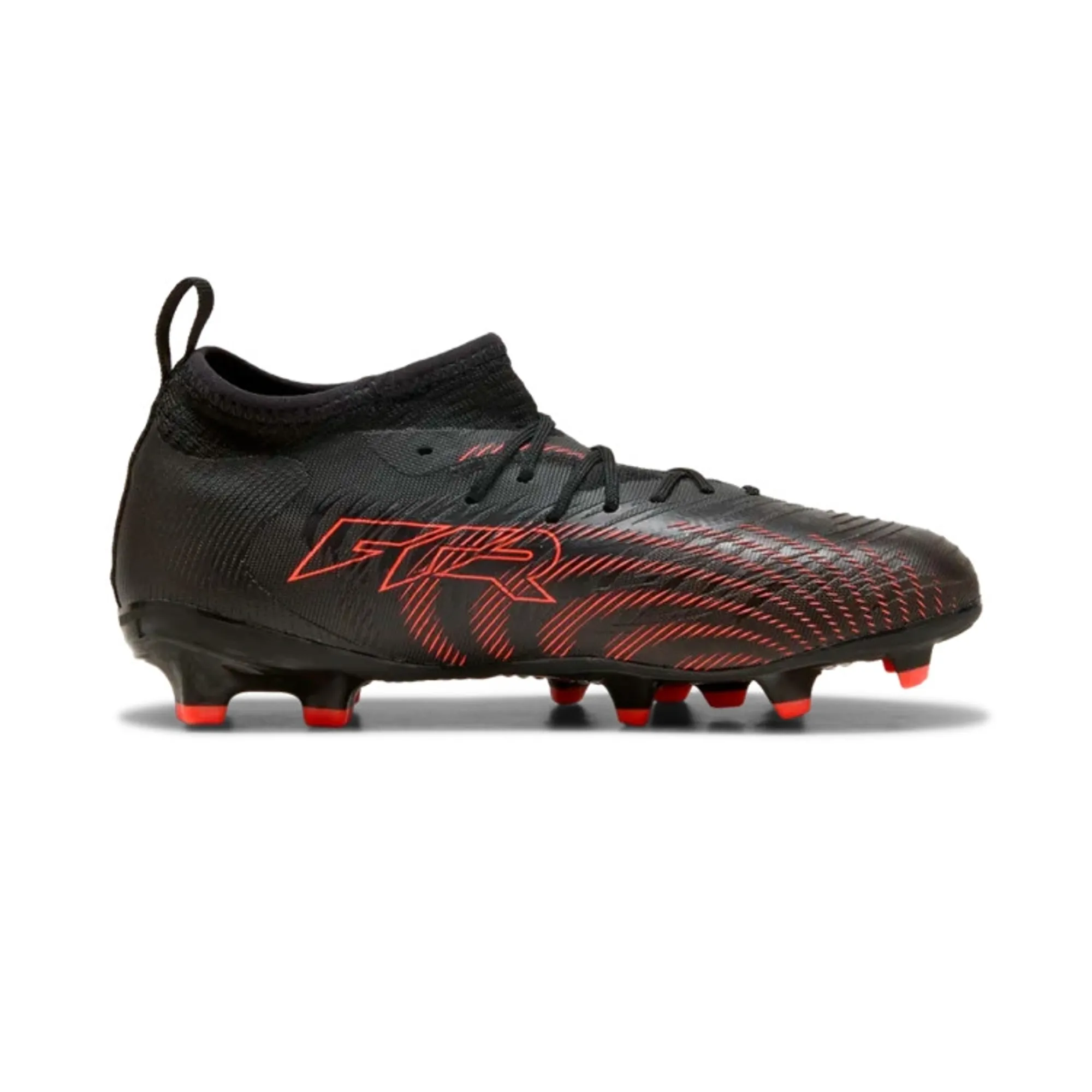 PUMA Future 9 Match FG/AG Football Shoes Youth, Black/Glowing Red/Strongray, size 1