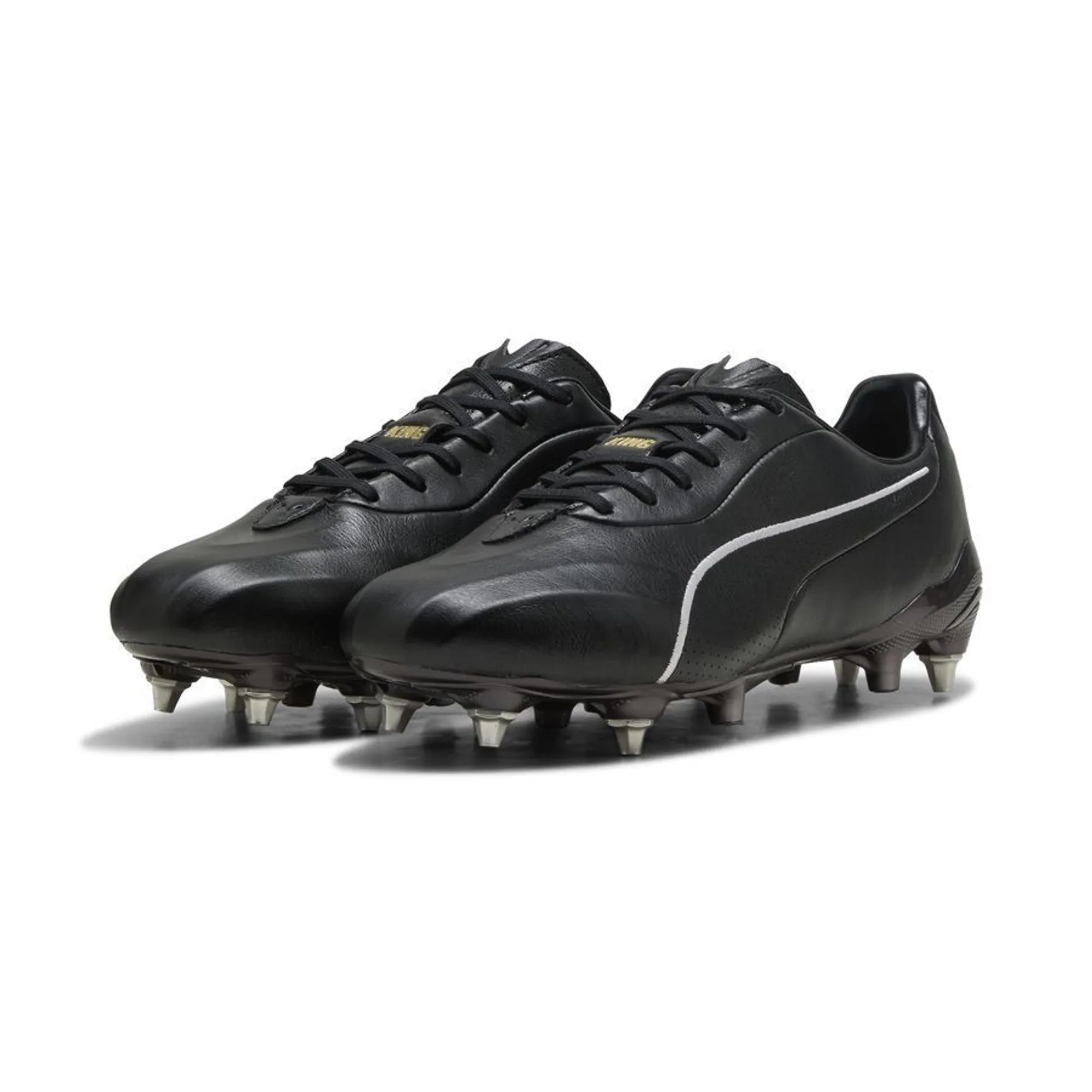 PUMA King Platinum MxSG Football Boots Unisex, Black/Metallic Gold, size 10