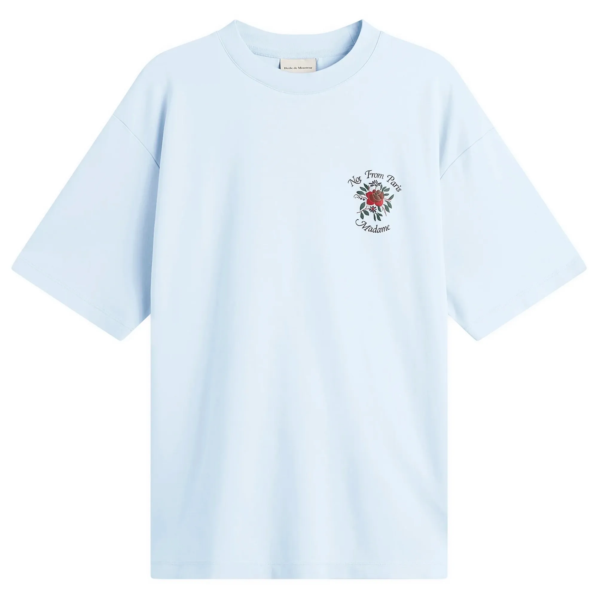 Drôle de Monsieur Men's Rose Slogan T-Shirt Light Blue