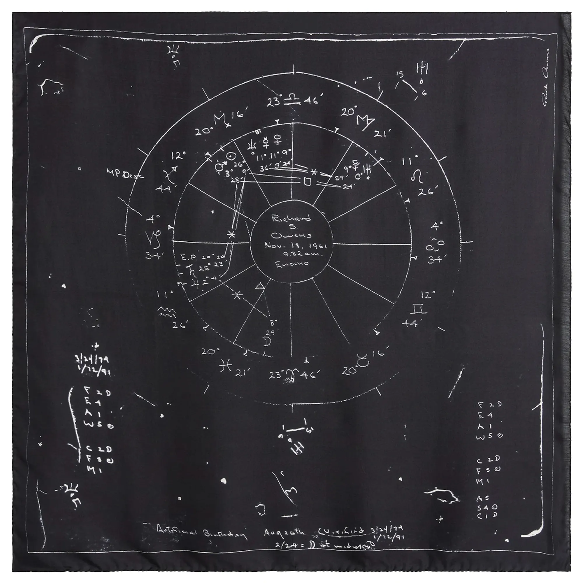 Rick Owens Women's Printed Astro Scarf Black/Milk