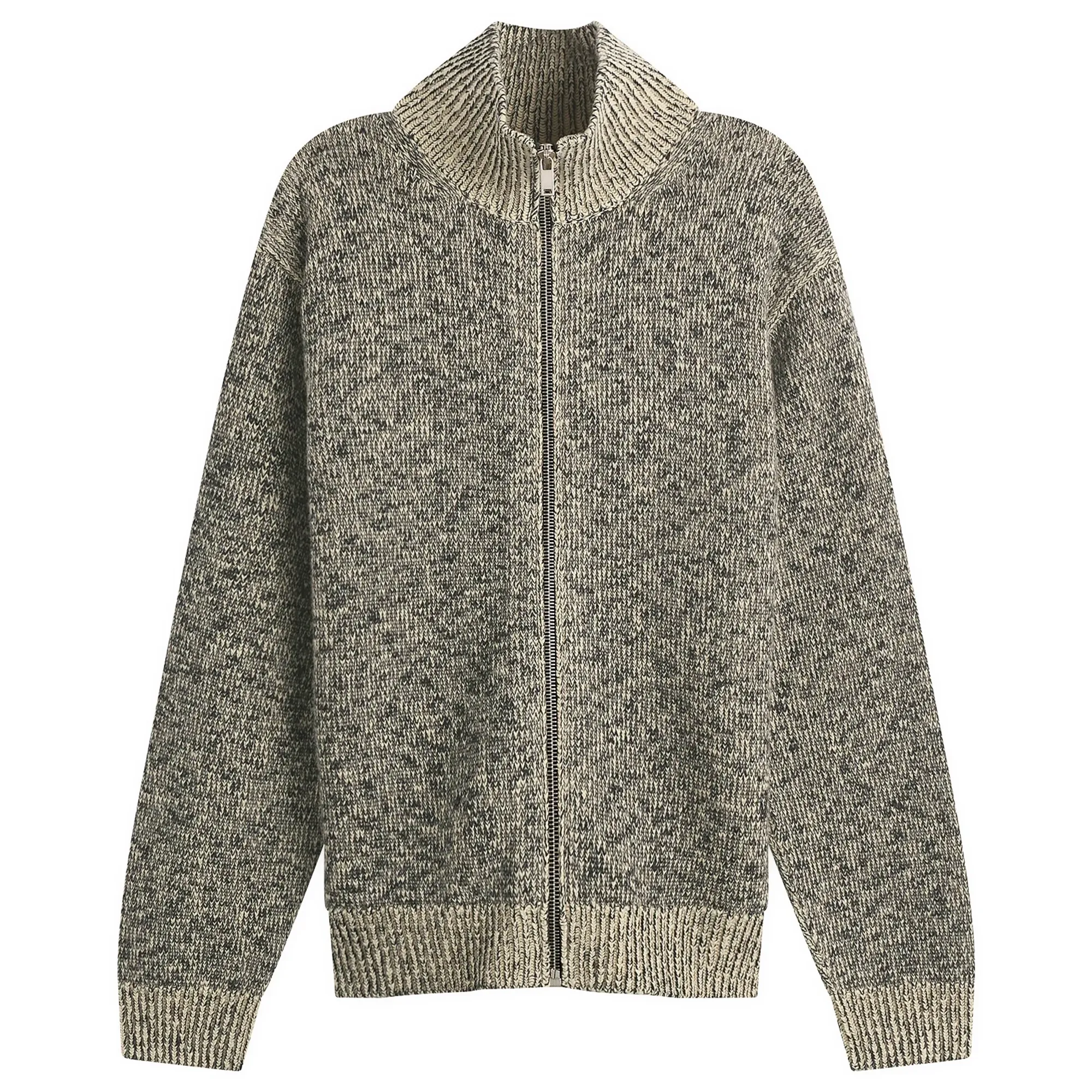 Jil Sander Men's Speckled Mouline Zip Up Jumper Pollen