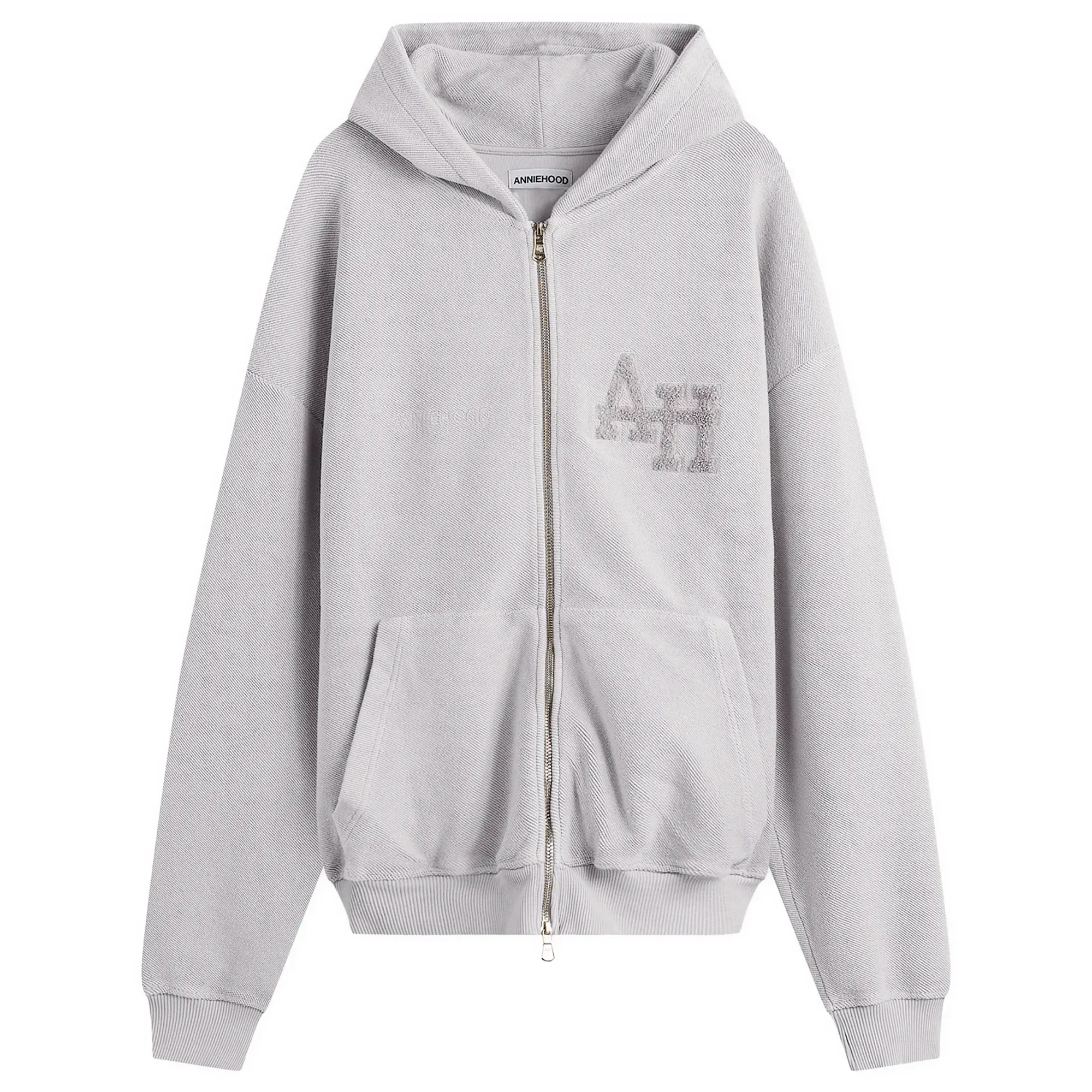 ANNIE HOOD Men's Inside Out College Zip Hoodie Washed Grey