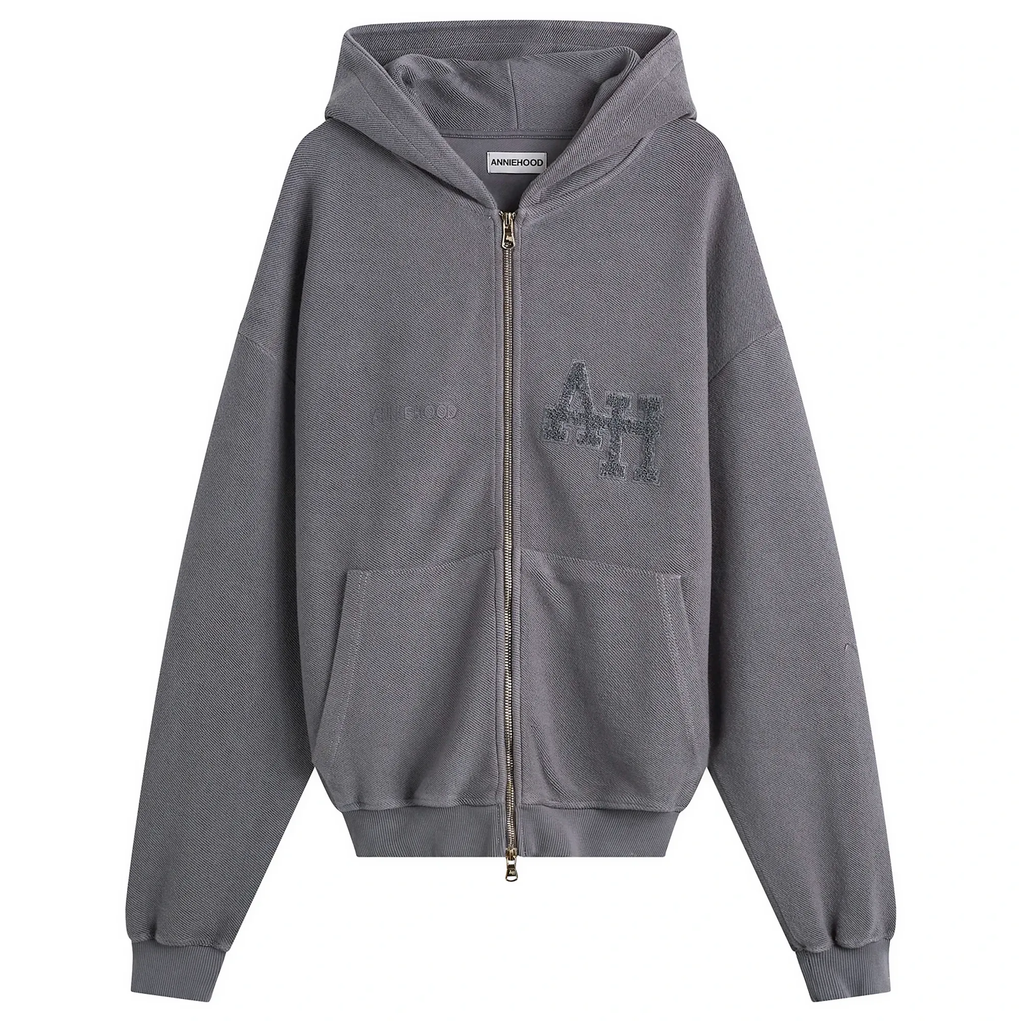 ANNIE HOOD Men's Inside Out College Zip Hoodie Washed Black