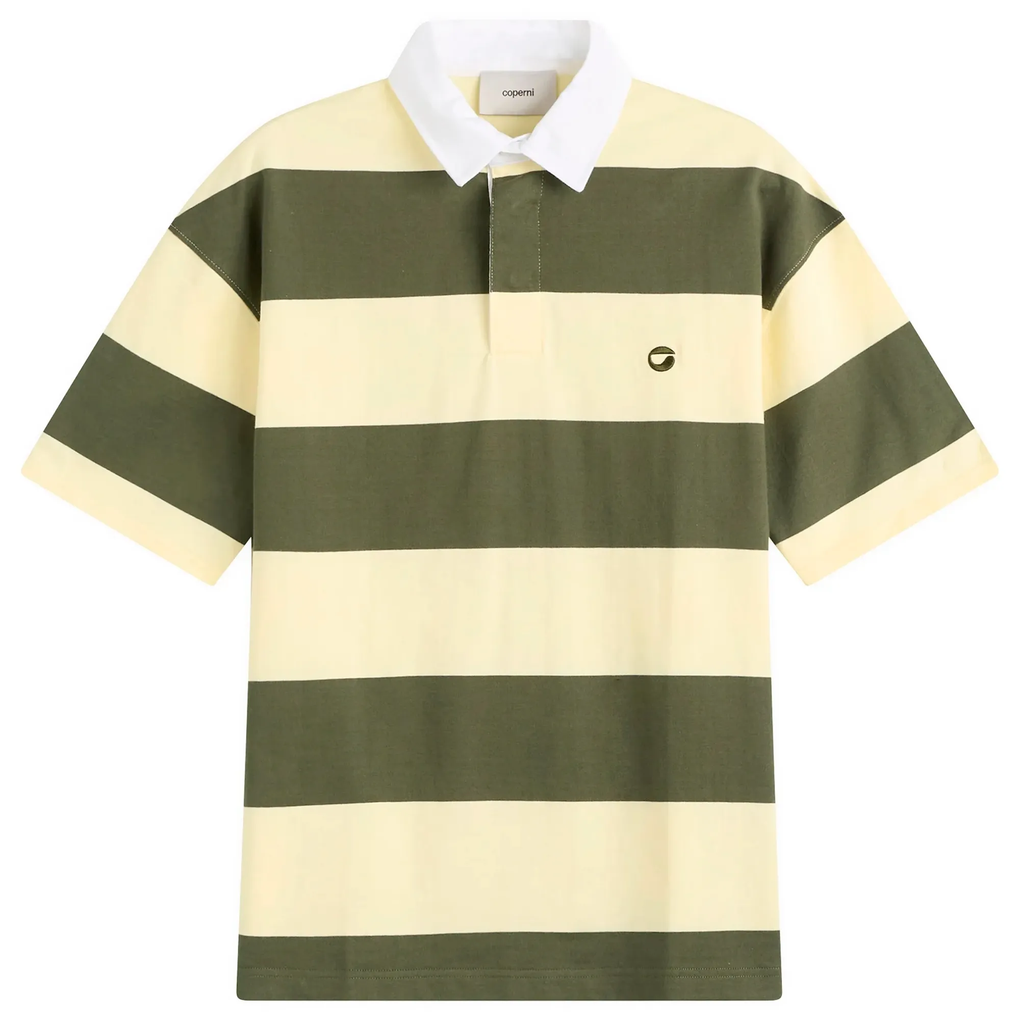 Coperni Women's Striped Polo Top Green Yellow