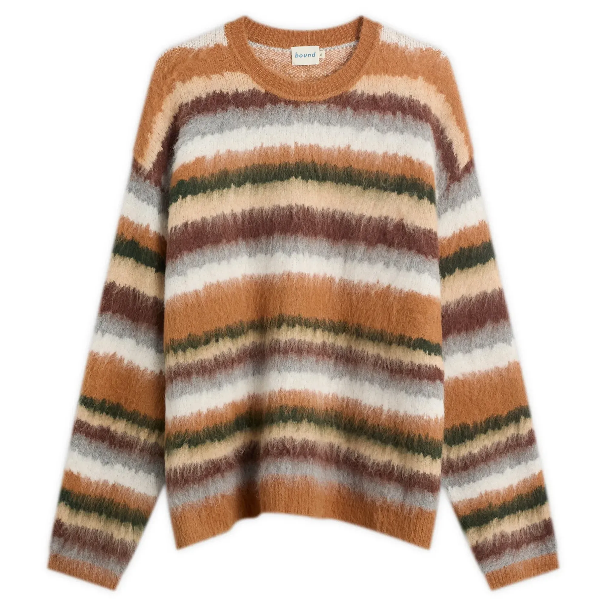 Bound Men's Alpaca Brushed Stripe Jumper Tan Multi