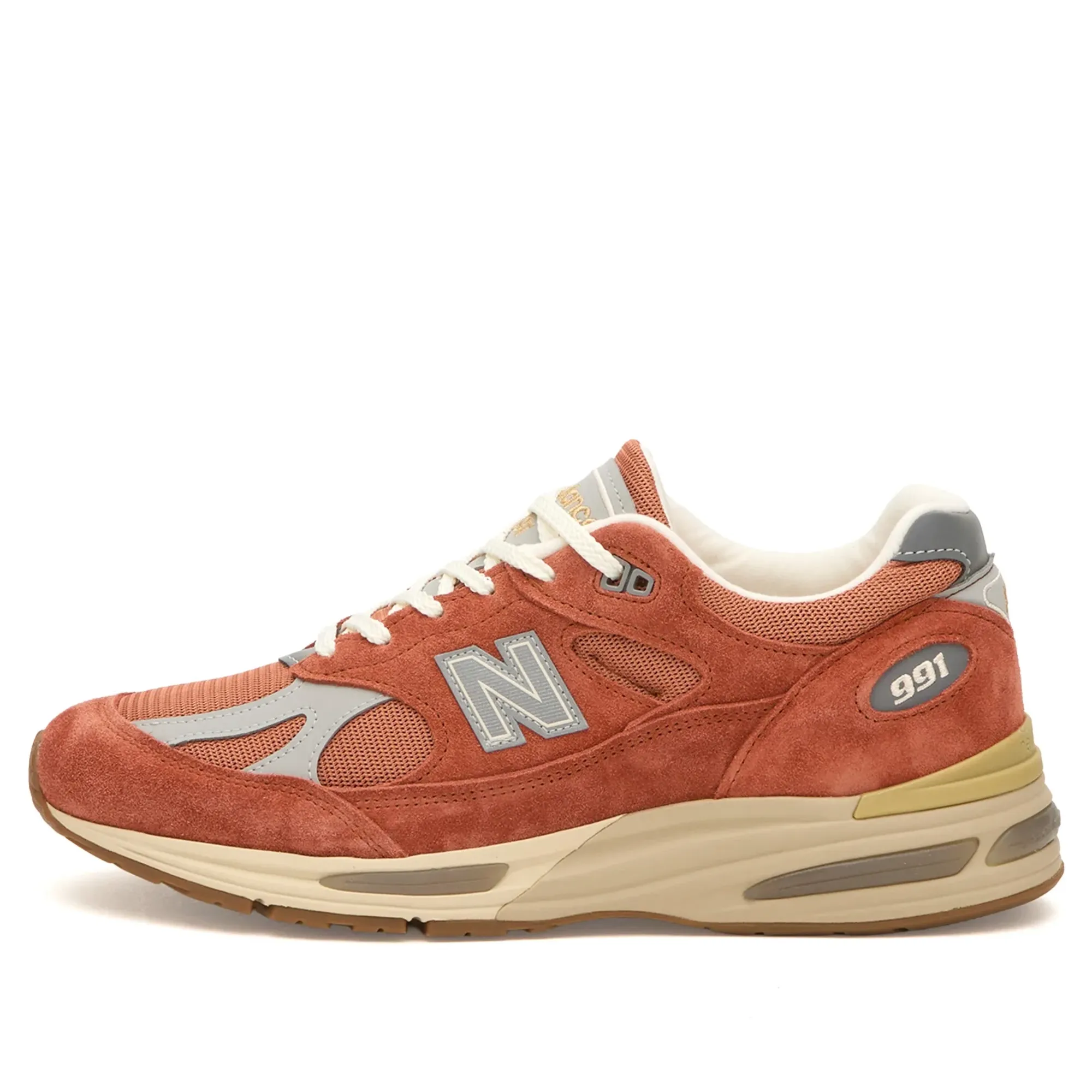 New Balance Unisex Made in UK 991v2 Vintage Sports in Orange/Grey Suede/Mesh
