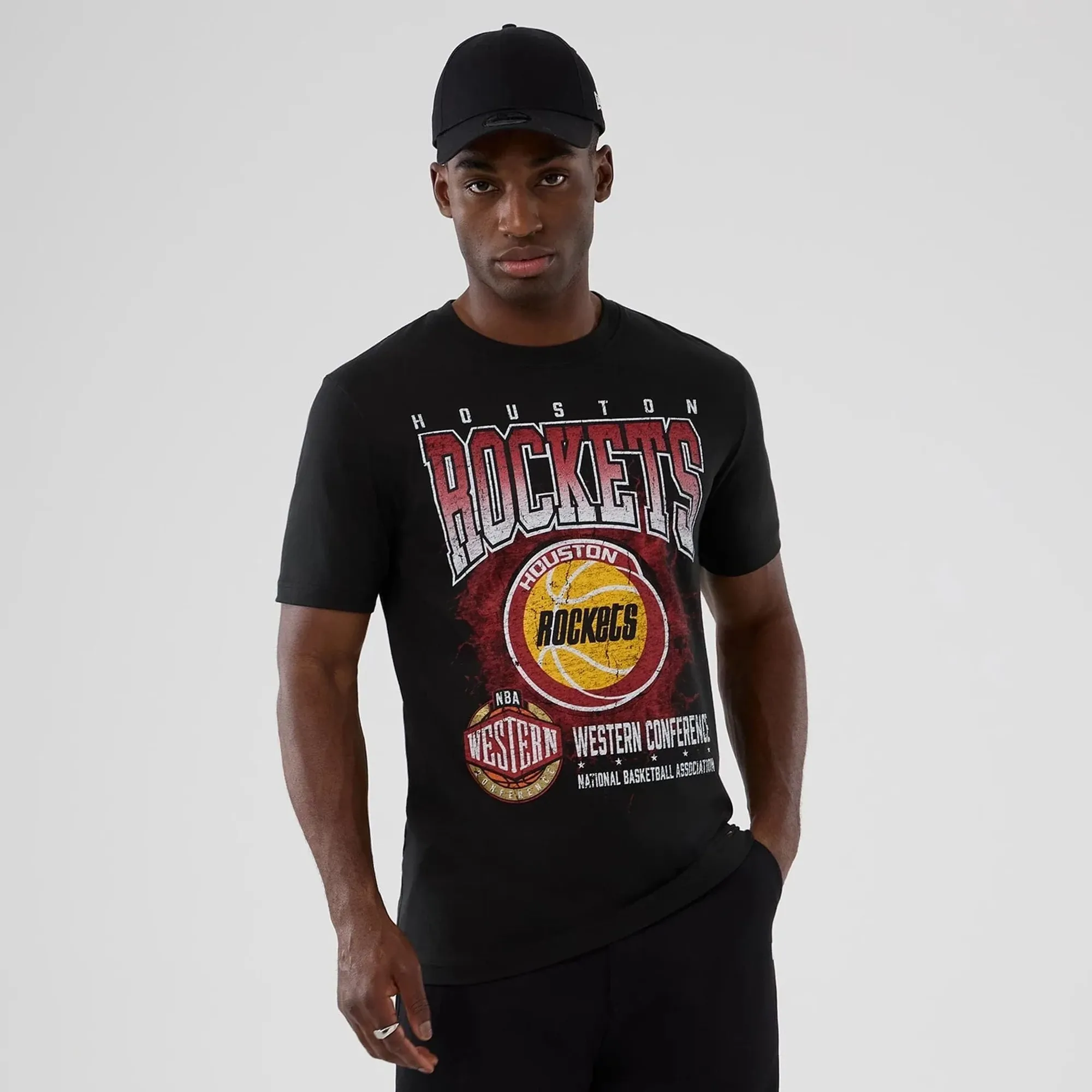 Houston Rockets NBA Hardwood Classic Black T-Shirt New Era Cap adult unisex