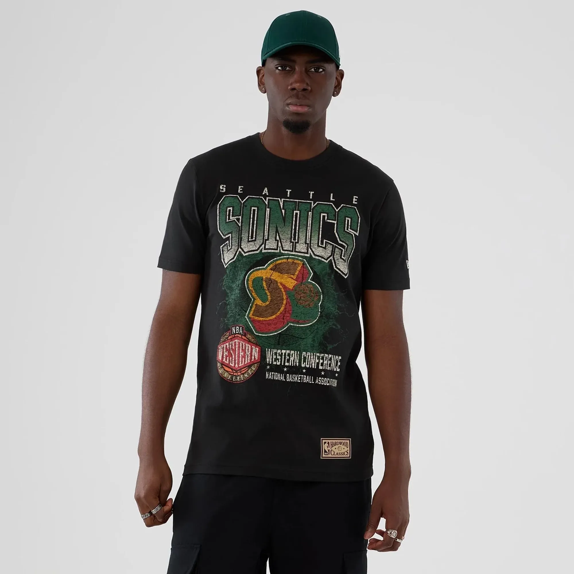 Seattle Supersonics NBA Hardwood Classic Black T-Shirt New Era Cap adult unisex