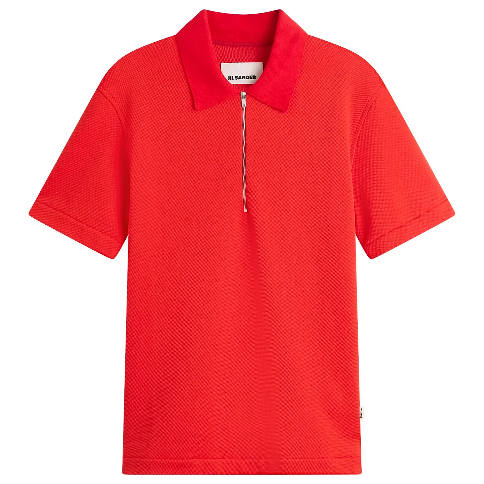 Jil Sander Men's Zip Short Sleeve Polo Flame