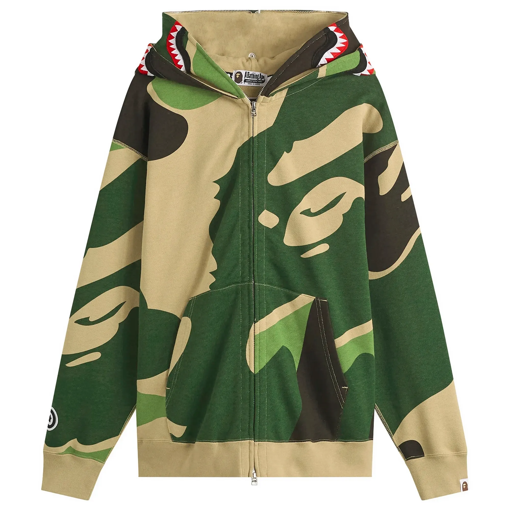 A Bathing Ape Men's Mega ABC Double Shark Zip Hoodie Green