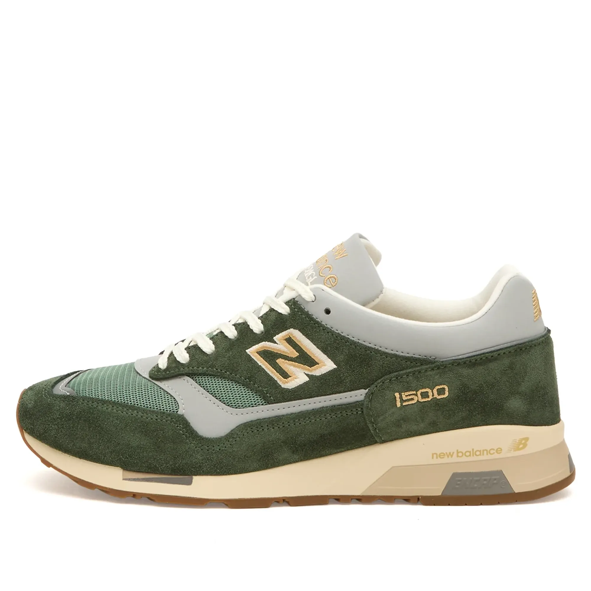 New Balance Unisex Made in UK 1500 Vintage Sports in Green/Grey Suede/Mesh