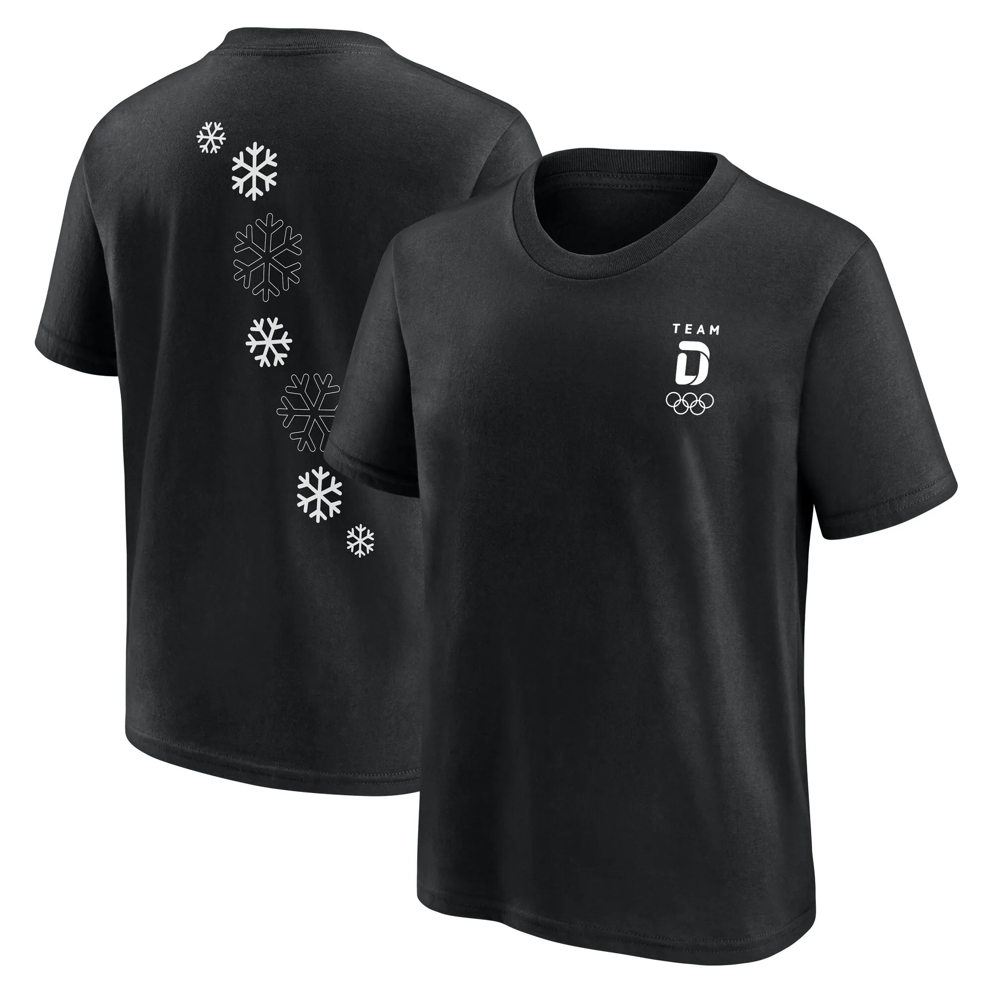 Team D Snowflake Graphic T-Shirt - Black - Juniors