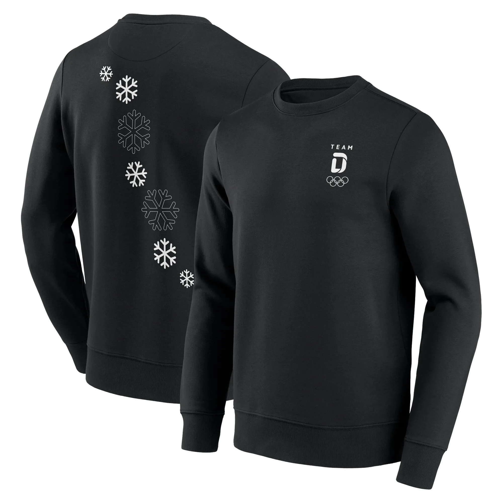 Team D Snowflake Graphic Crew Sweatshirt - Black