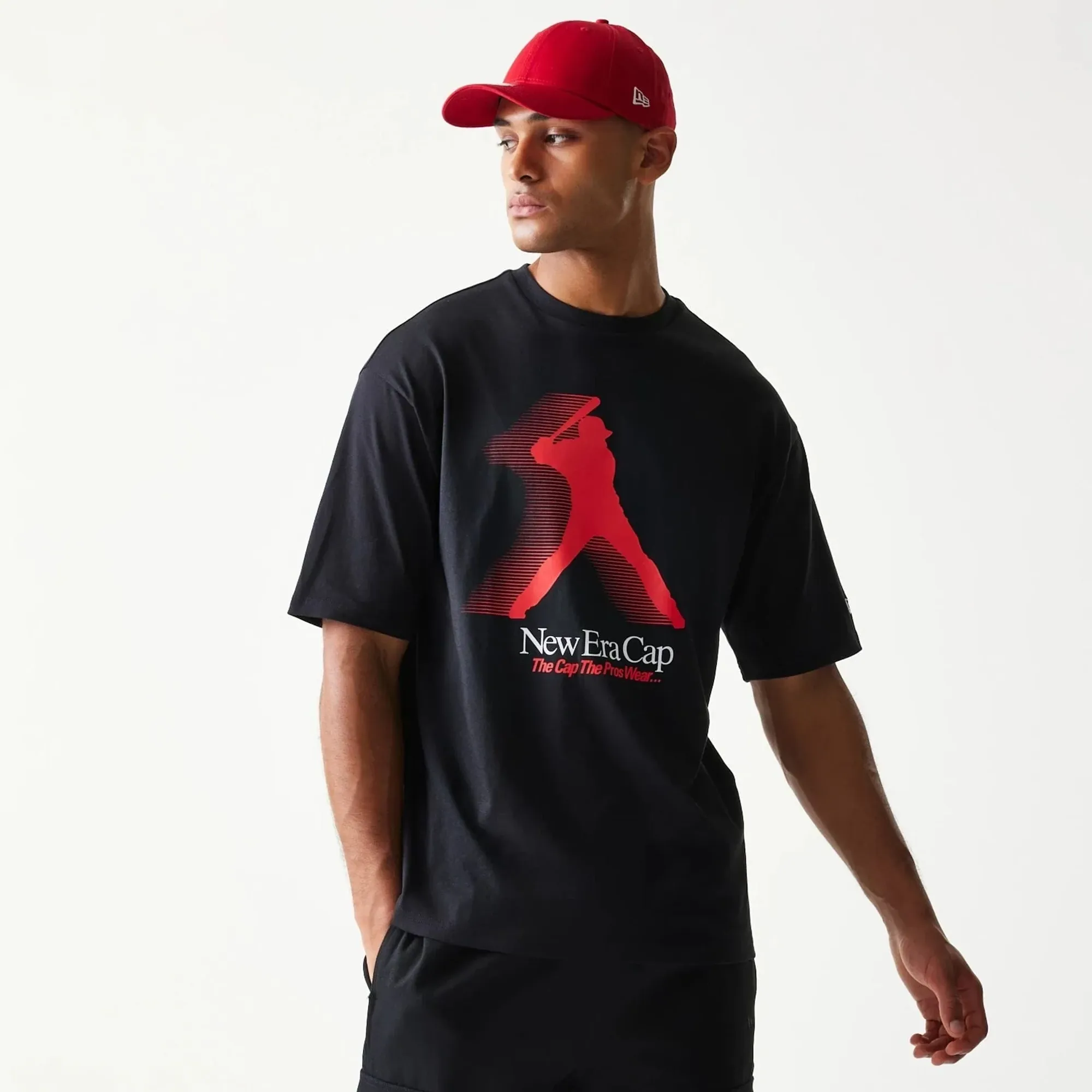 New Era Baseball Player Graphic Black Oversized T-Shirt adult unisex