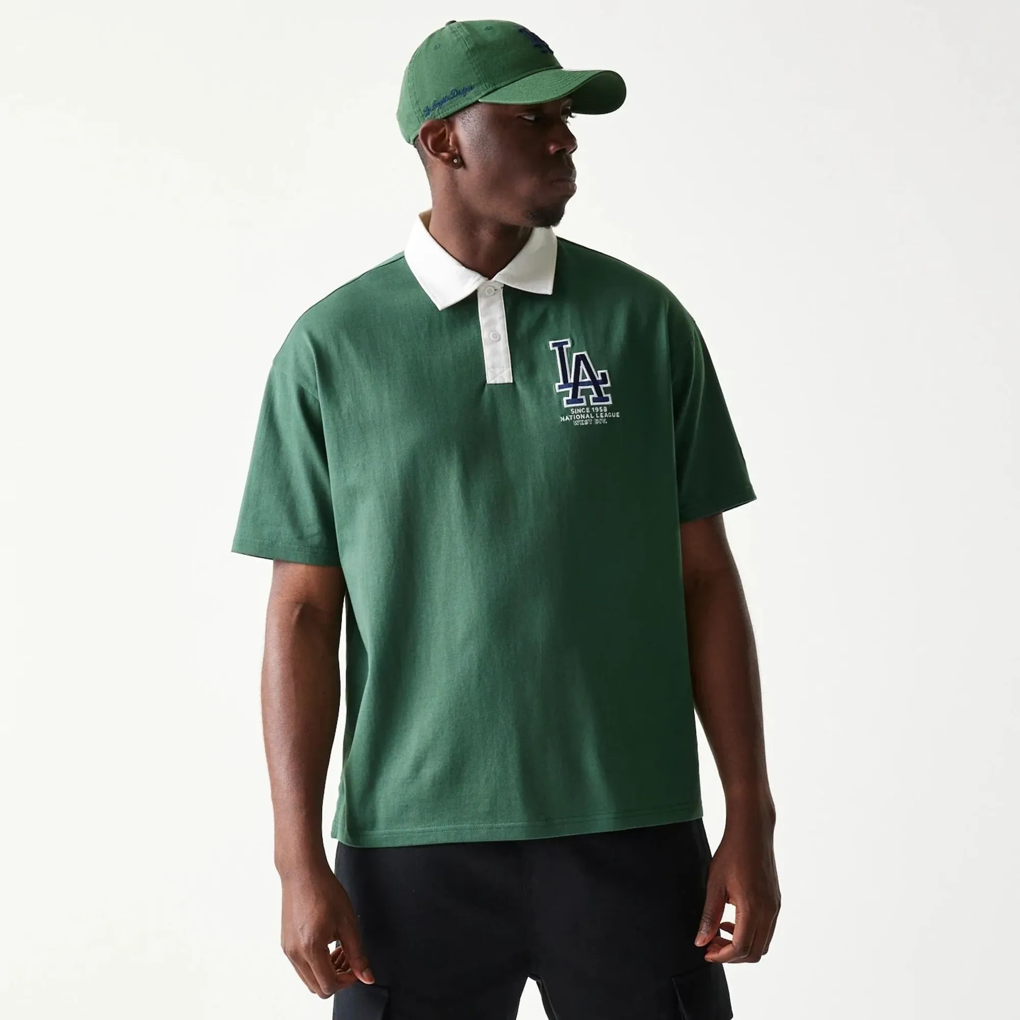 LA Dodgers MLB Dark Green Oversized Polo T-Shirt New Era Cap adult unisex