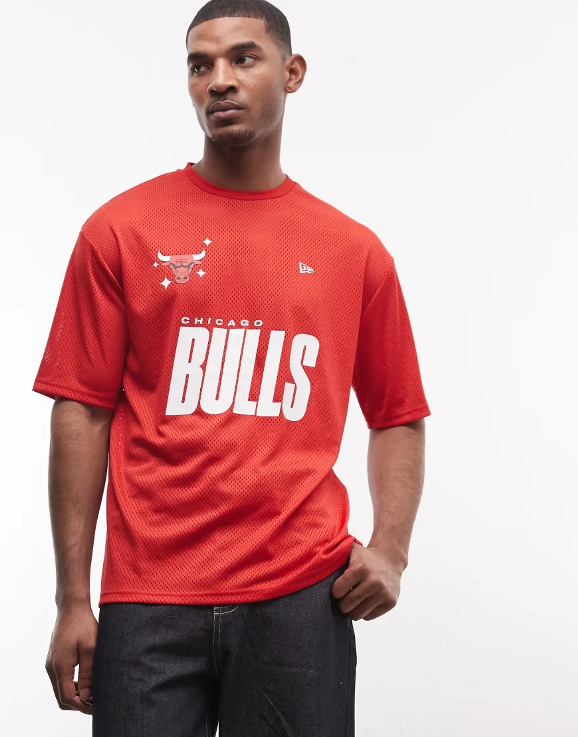 Chicago Bulls NBA Graphic Mesh Red T-Shirt New Era Cap adult unisex