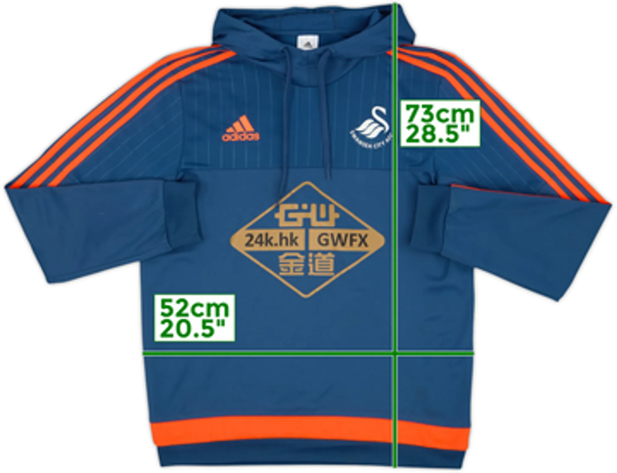2015-16 Swansea adidas Hooded Sweat Top - 8/10 - (M)