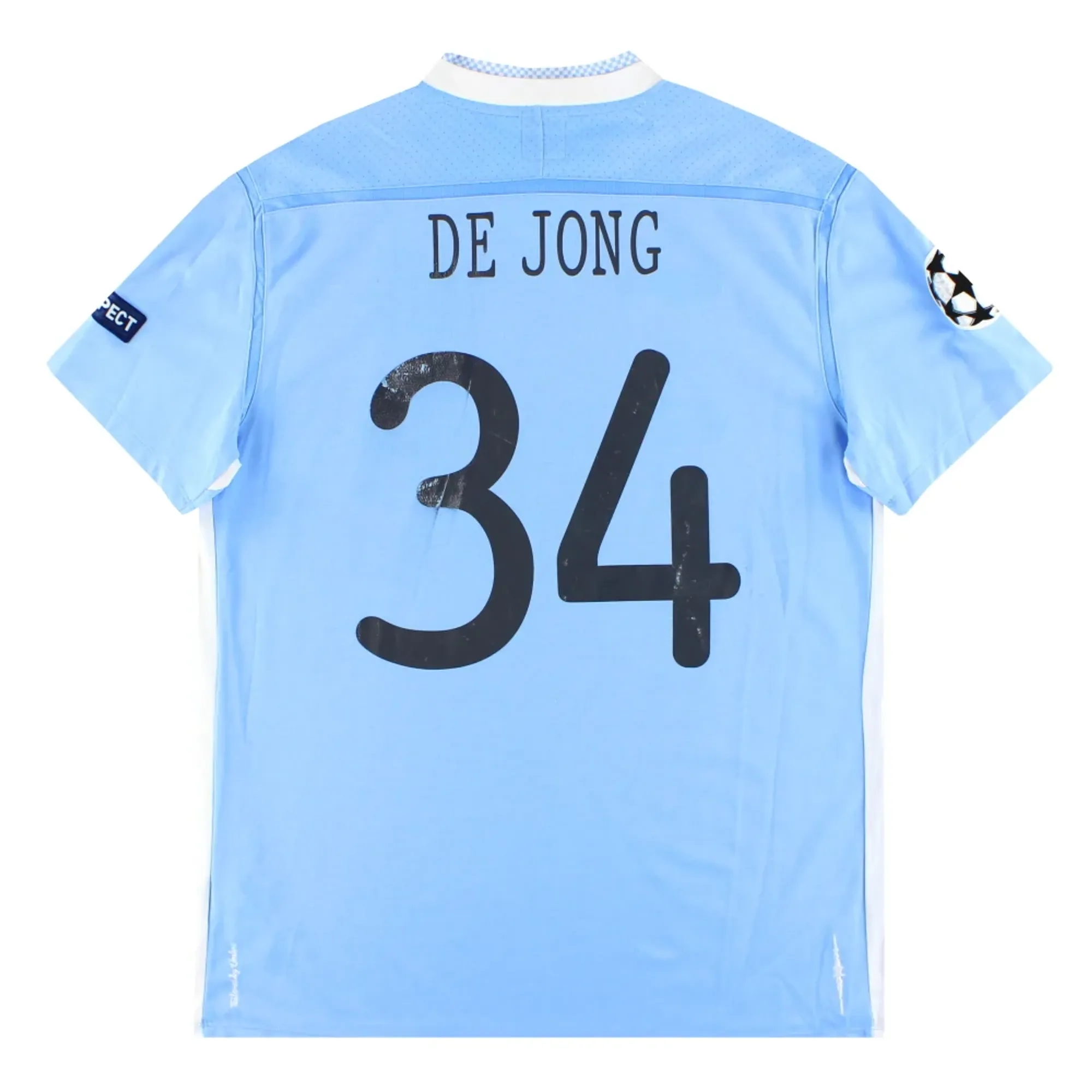 2011-12 Manchester City Umbro Home Shirt De Jong #34 L - Manchester City / Very Good 