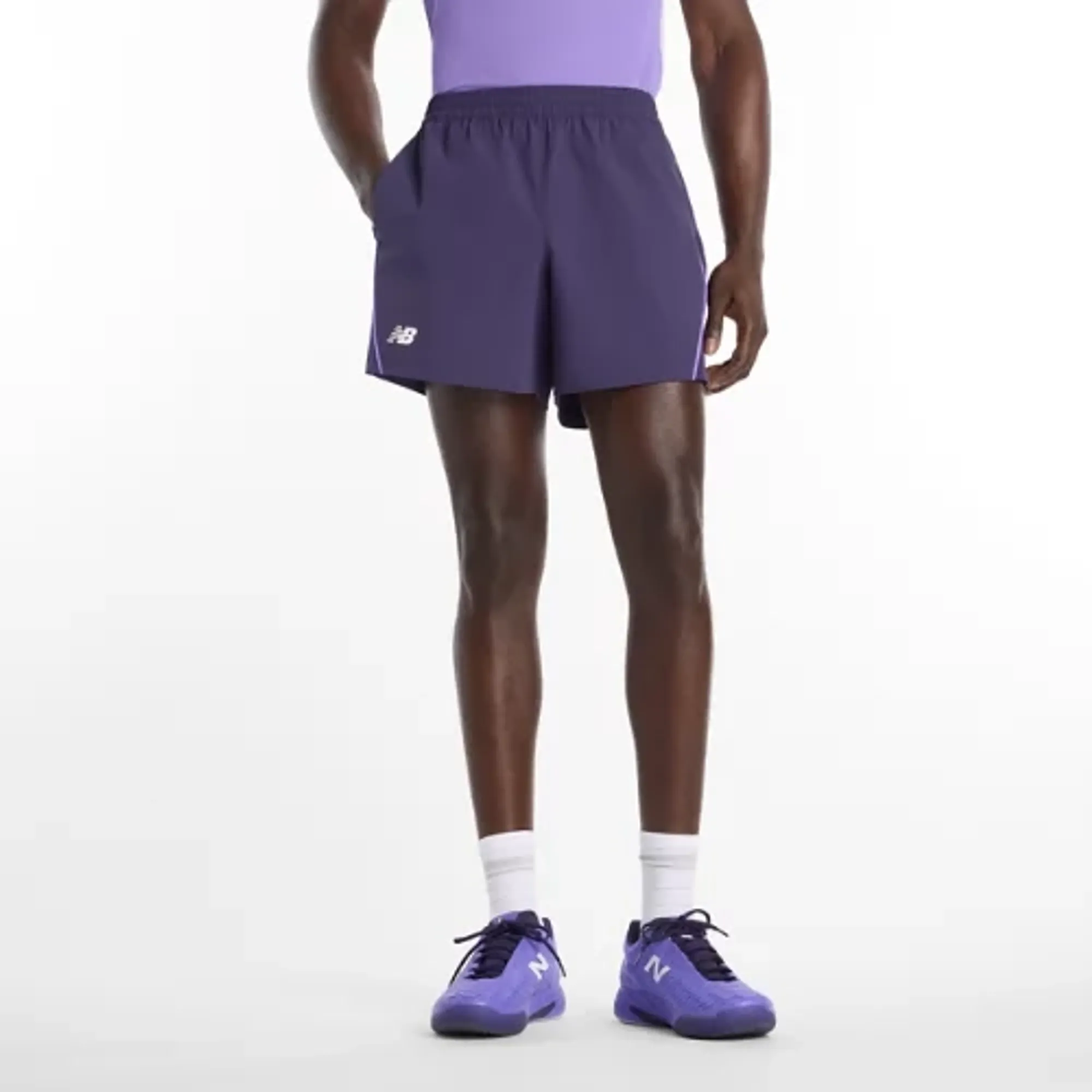 New Balance Men's Tournament Novelty Short in Purple Polywoven