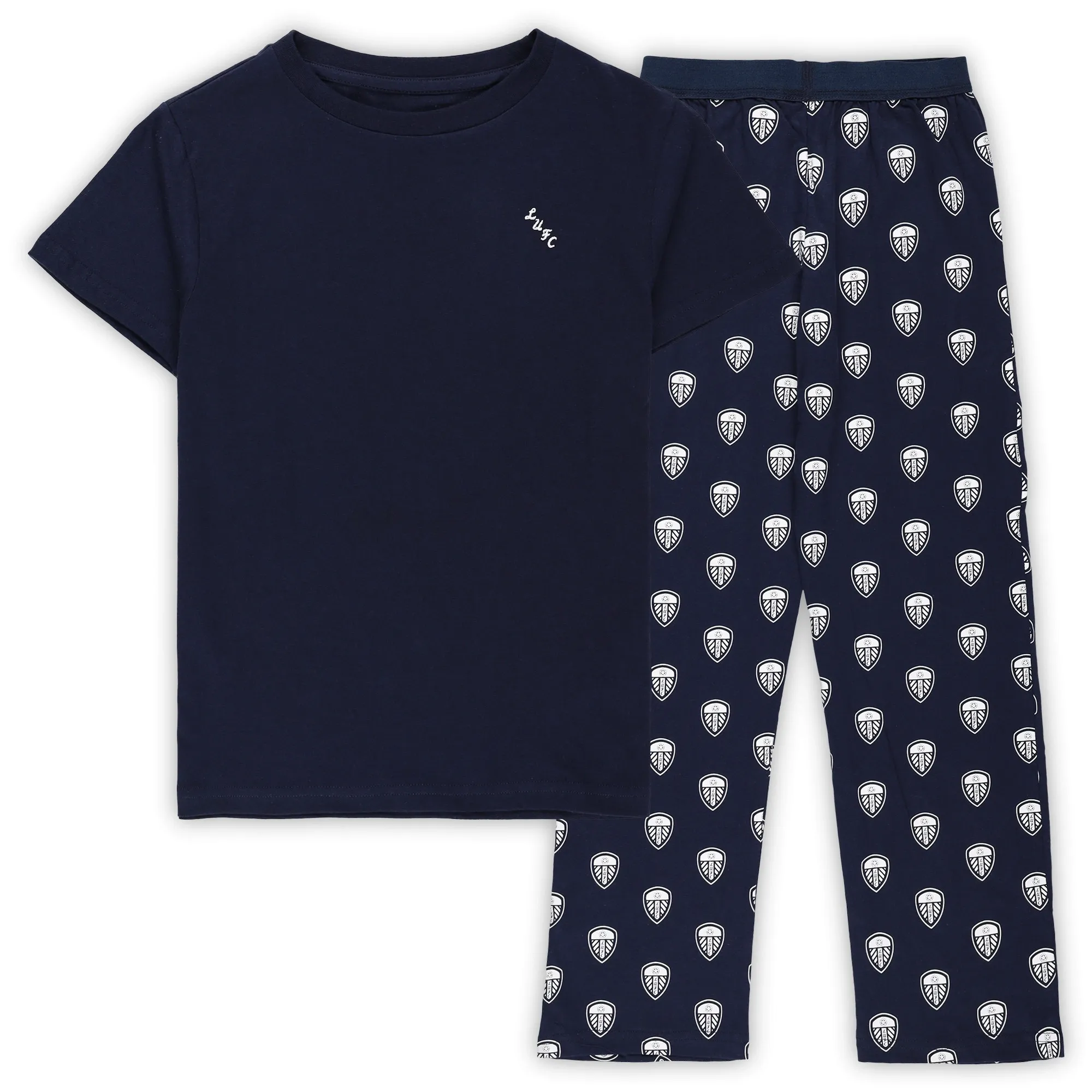 Leeds United Crest Print Script Pajamas - Navy - Kids