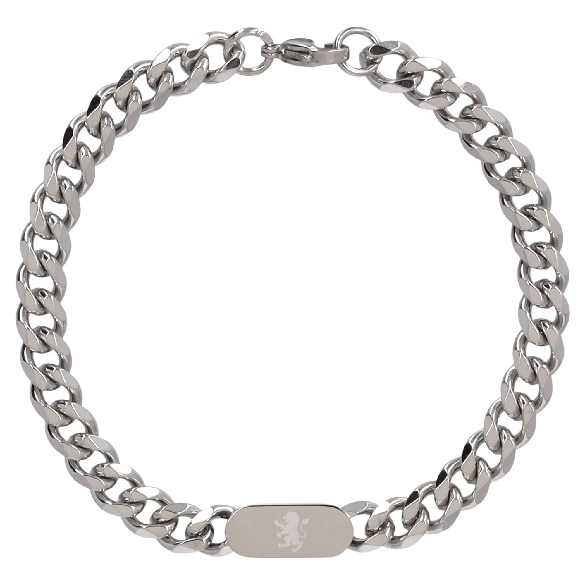 Aston Villa Stainless Steel Chunky Curb Lion Bracelet in Gift Box