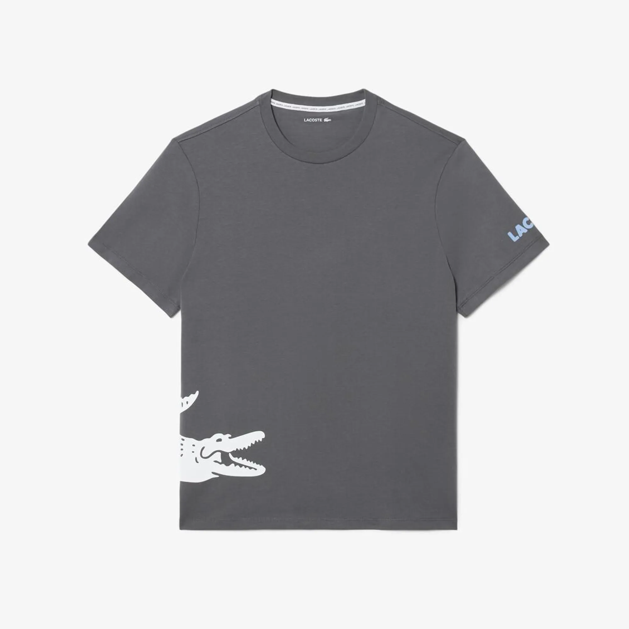Lacoste Printed Cotton Loungewear T-Shirt - Gris / Blanc