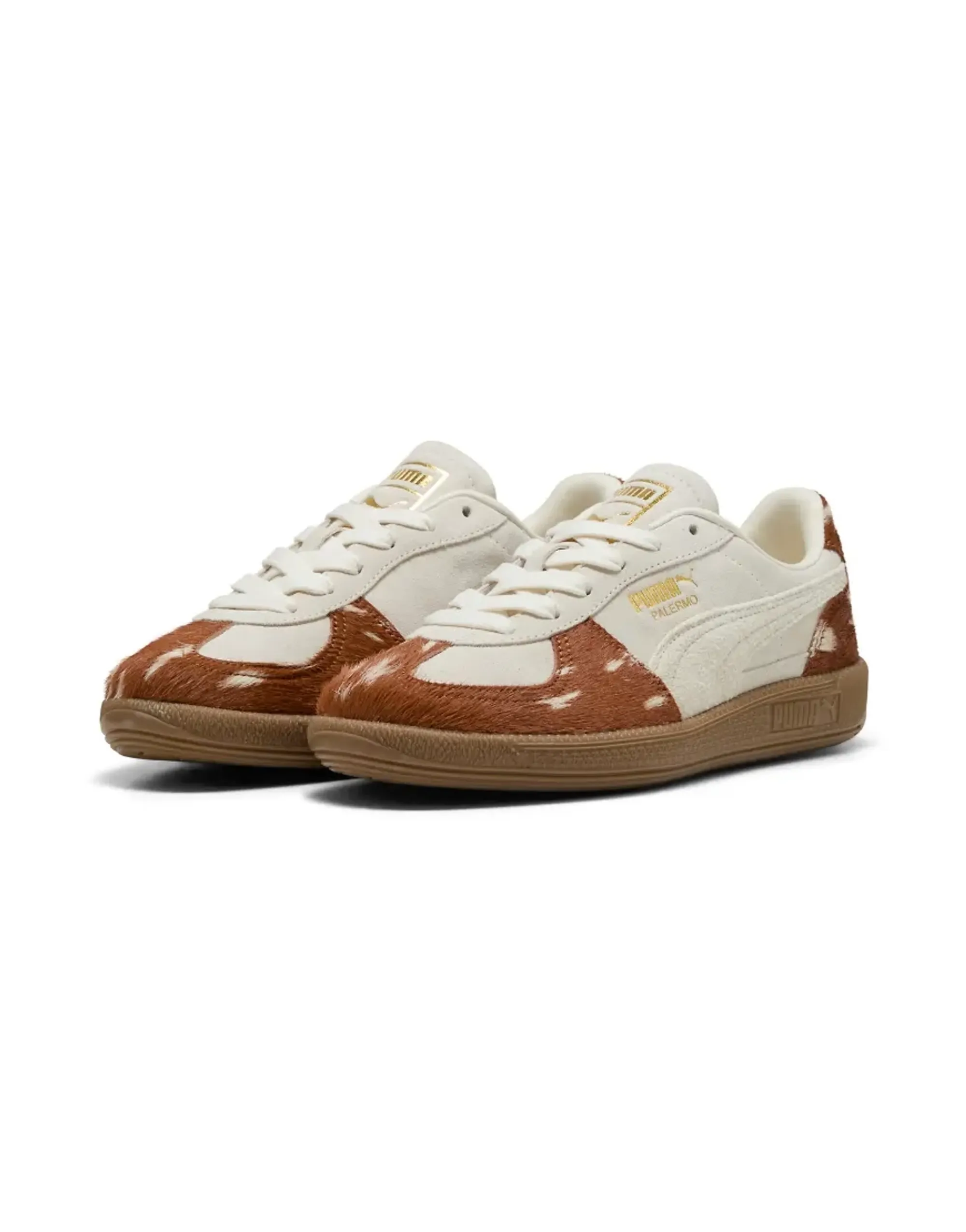 PUMA Palermo Doelette Sneakers Women, Warm White/Caramel Latte/Gum, size 3