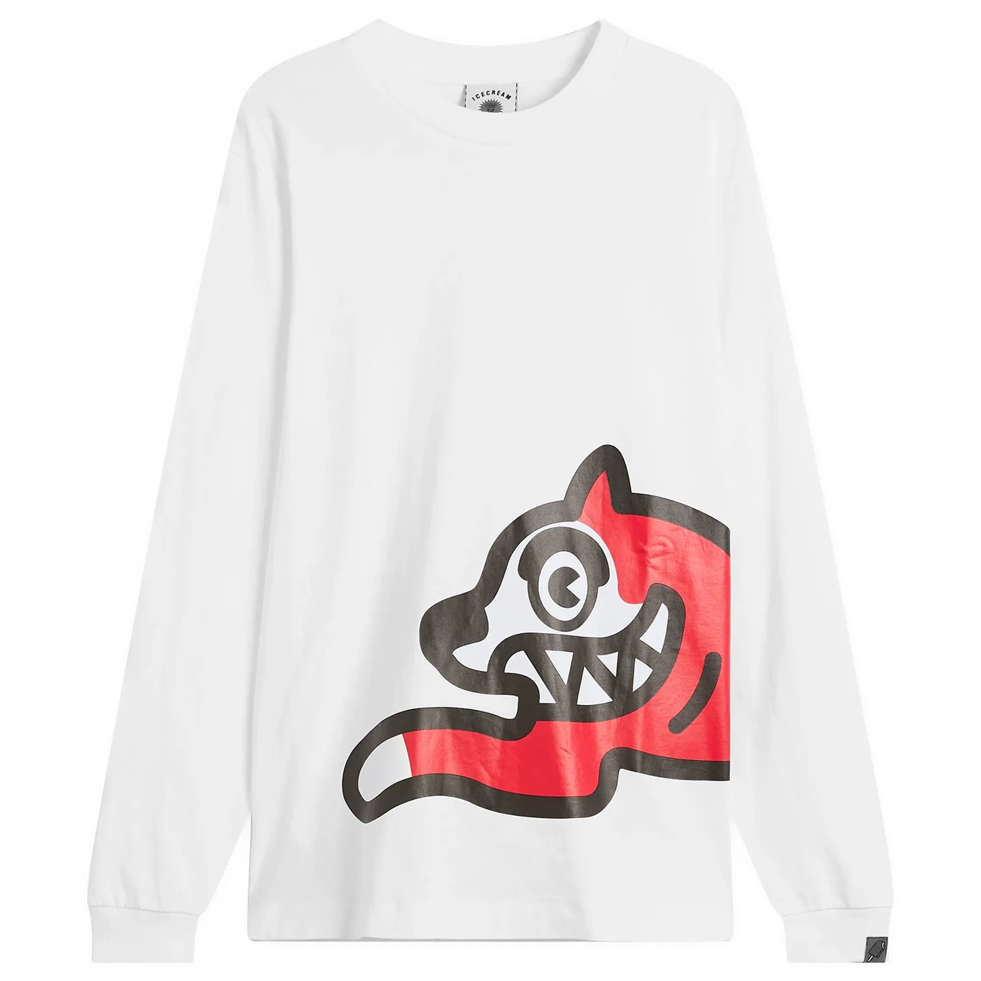 ICECREAM Men's Jumbo Running Dog Long Sleeve T-Shirt White