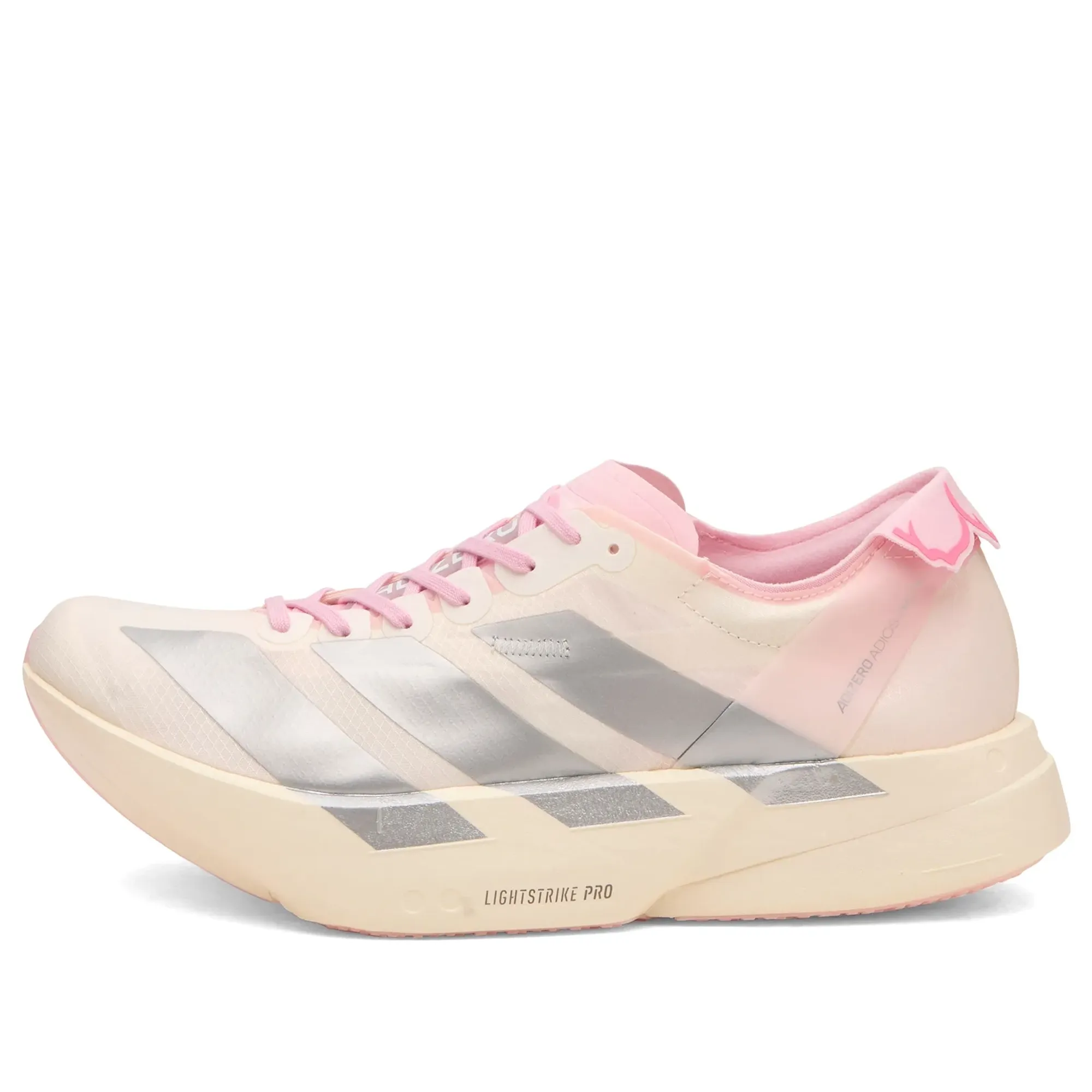 Adidas Women's Adizero Adios Pro 4 W Sneaker Core White/Silver Met./Clear Pink