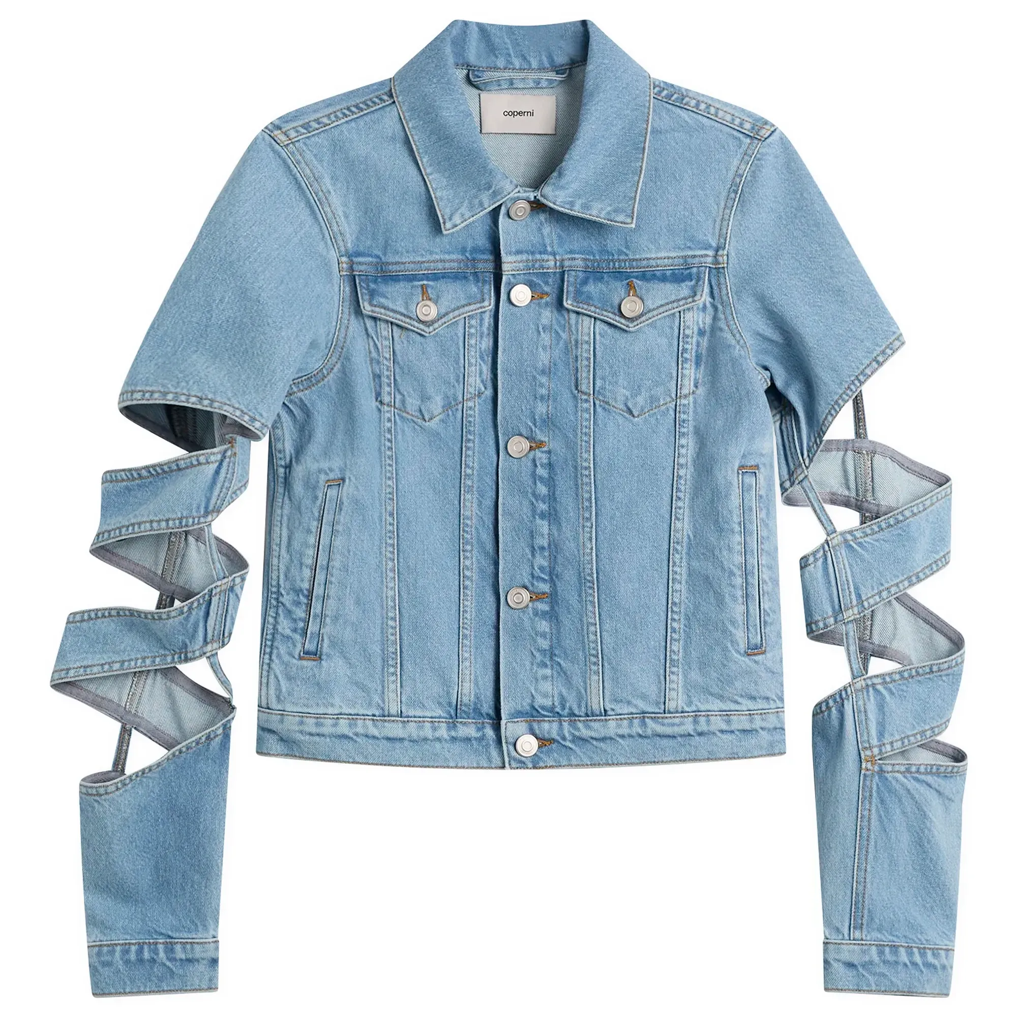 Coperni Women's Spiral Denim Jacket Blue Light